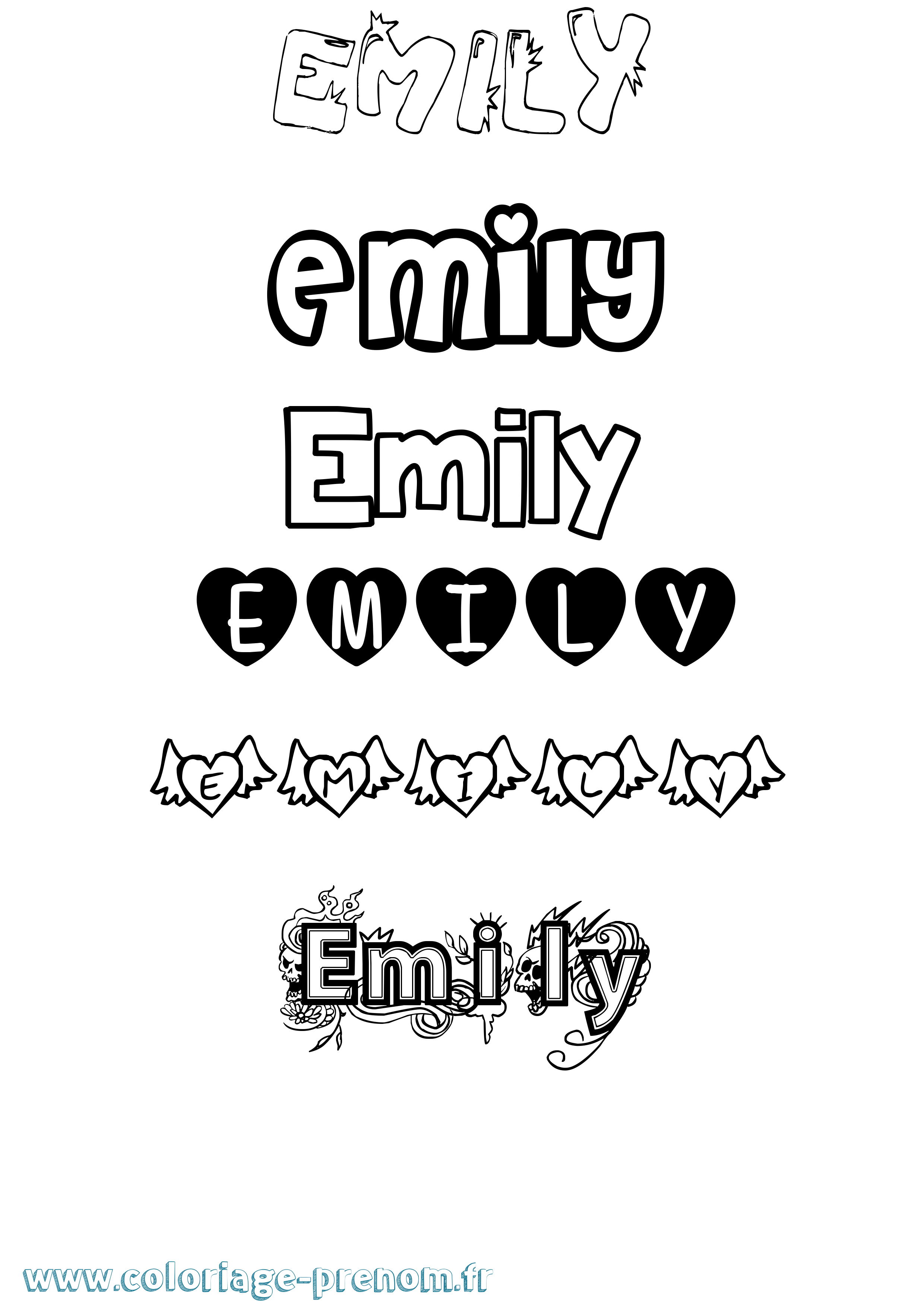 Coloriage prénom Emily Girly