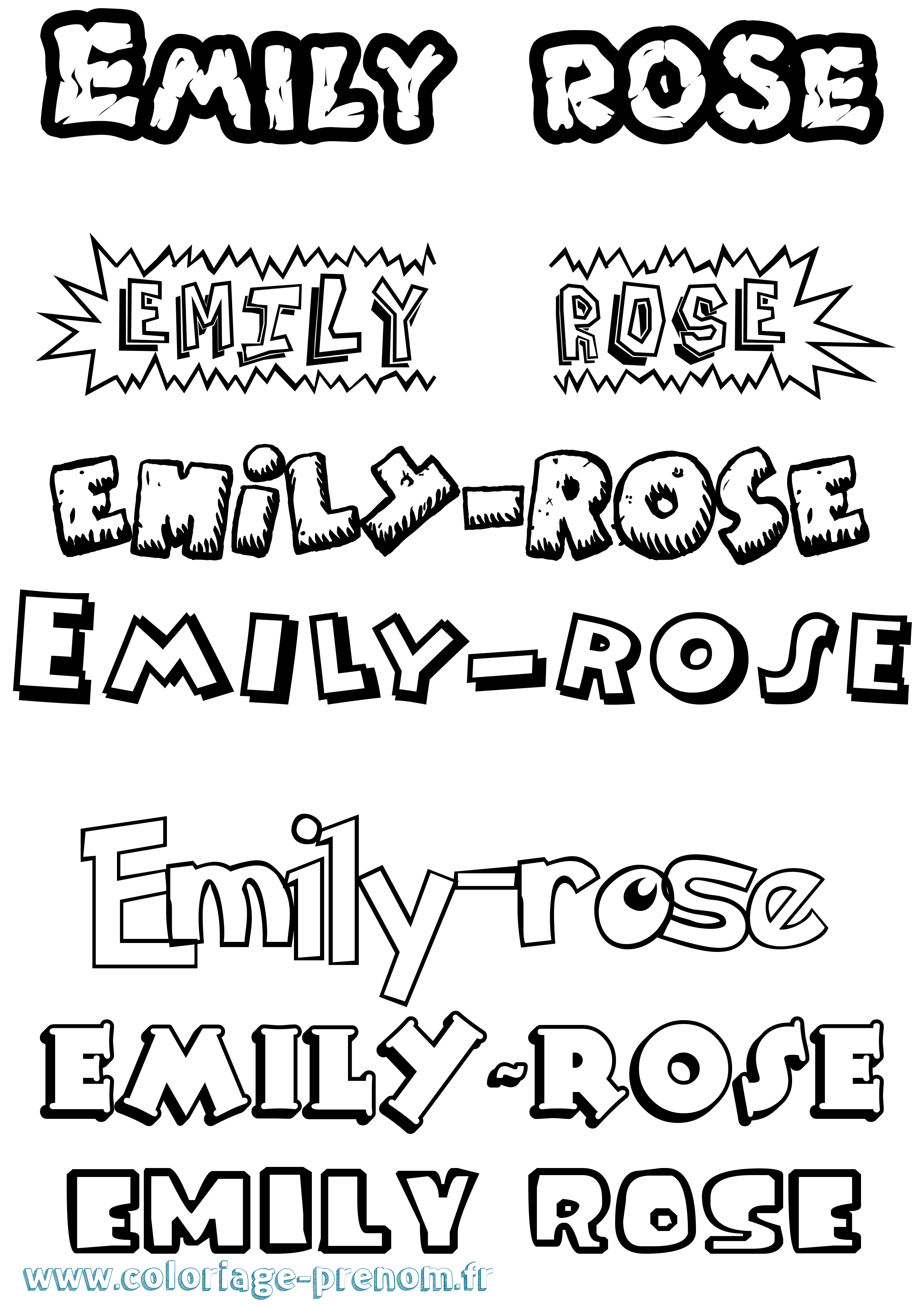 Coloriage prénom Emily-Rose Dessin Animé