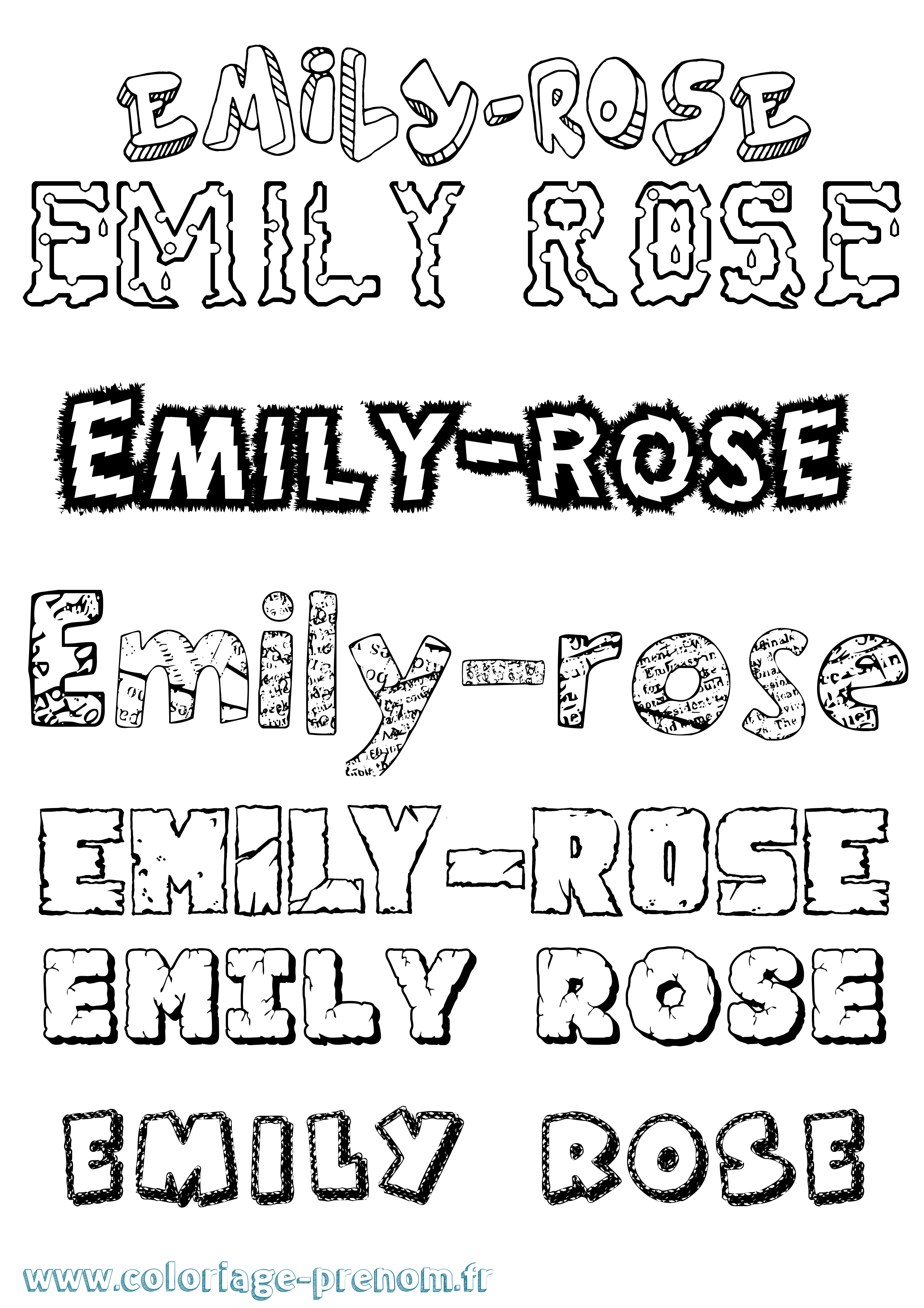 Coloriage prénom Emily-Rose Destructuré