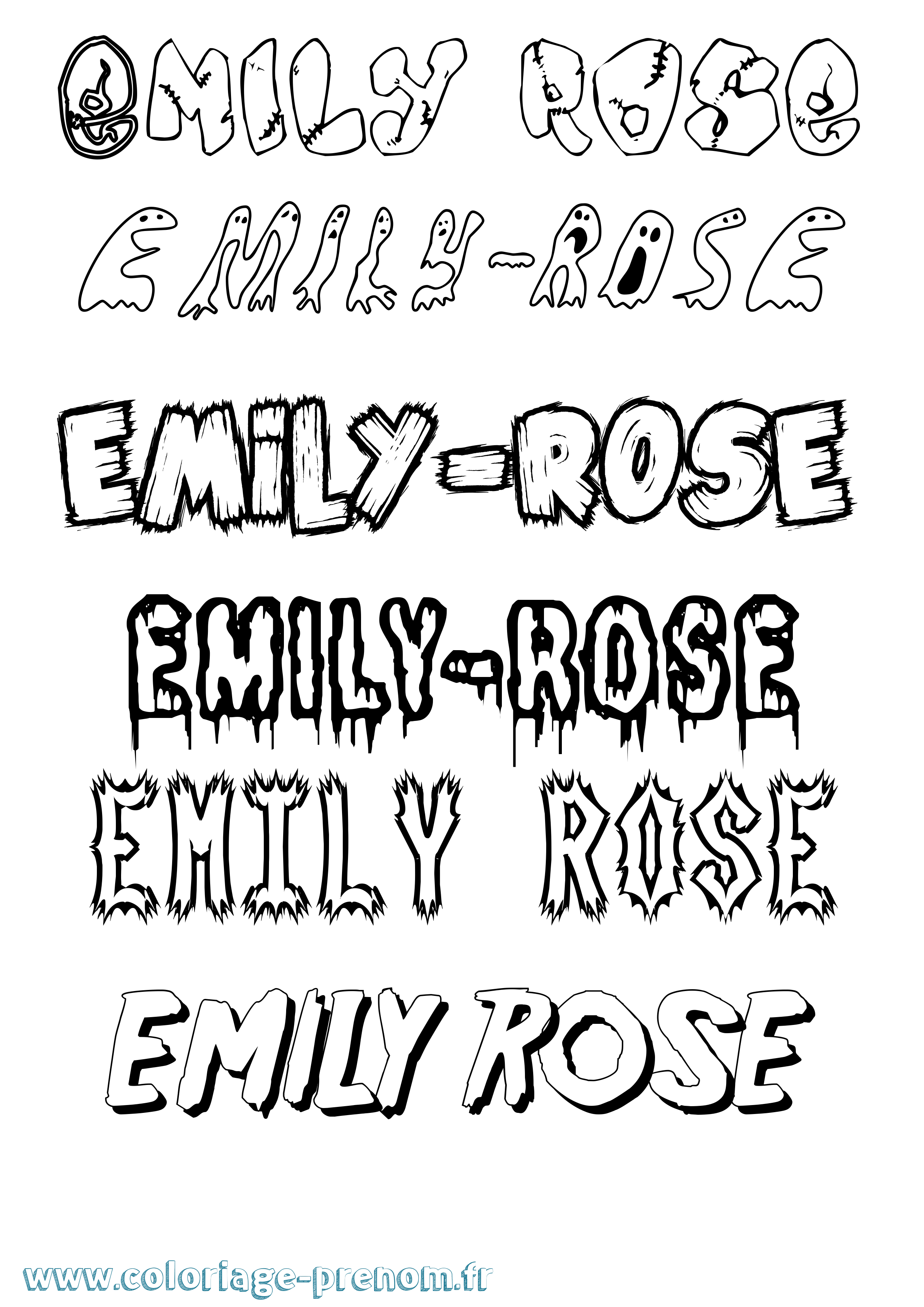Coloriage prénom Emily-Rose Frisson
