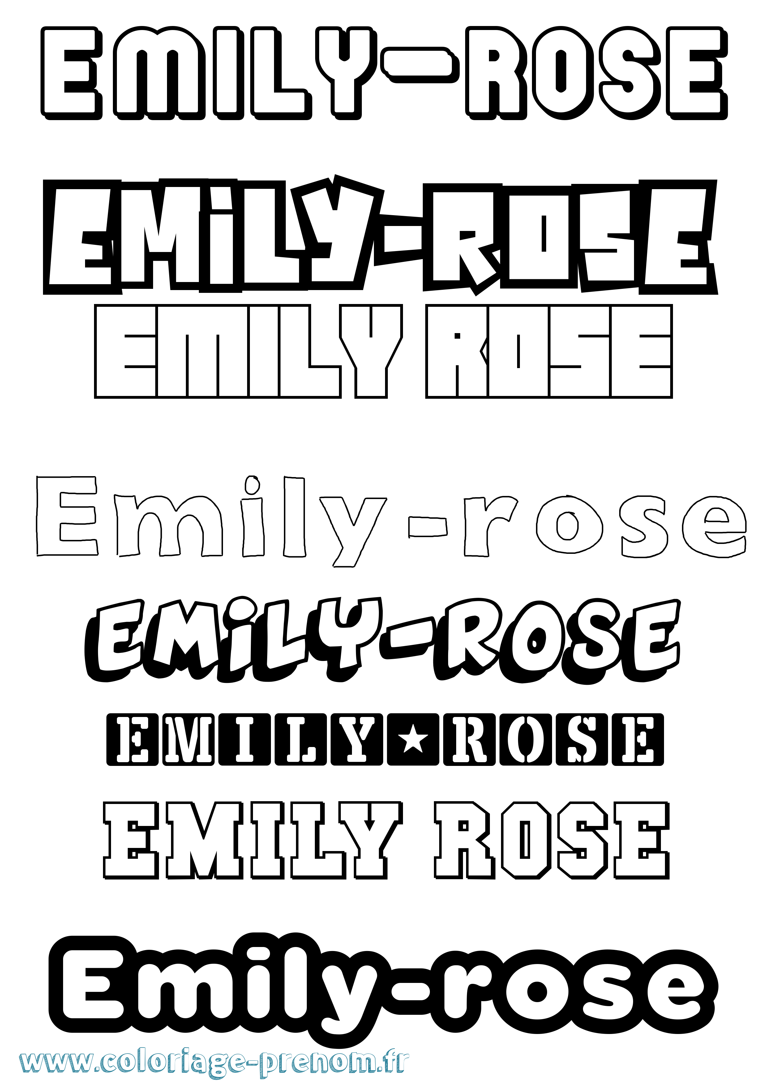 Coloriage prénom Emily-Rose Simple