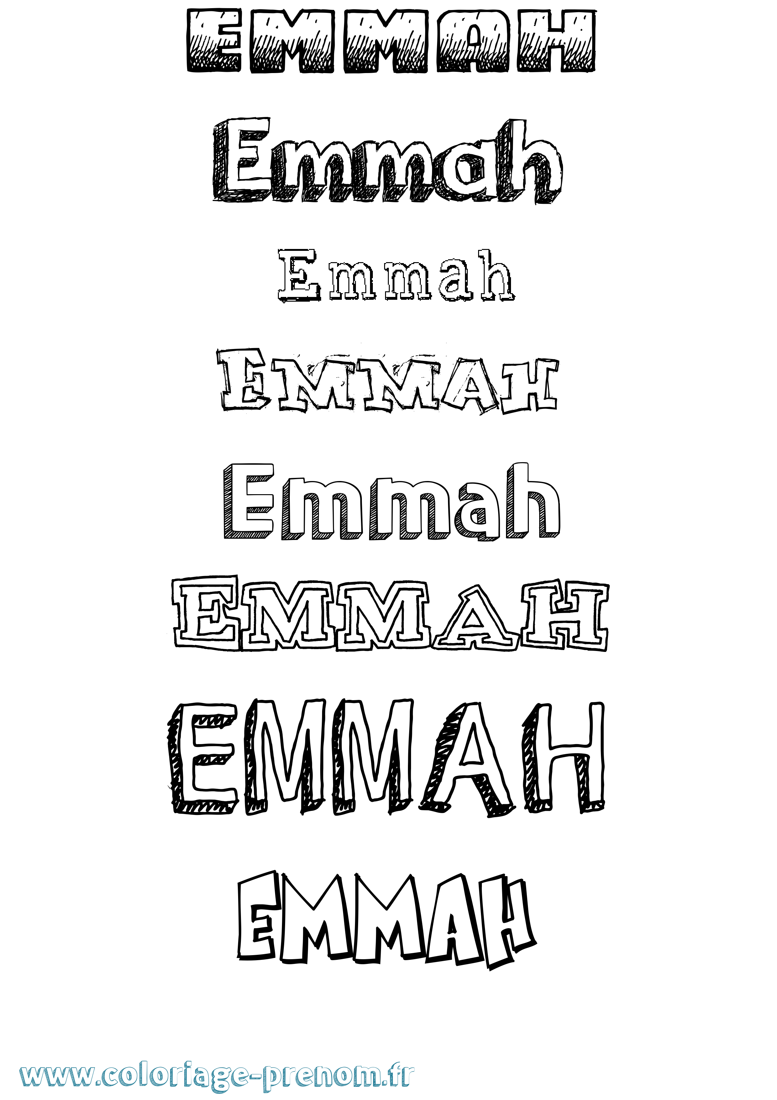 Coloriage prénom Emmah Dessiné