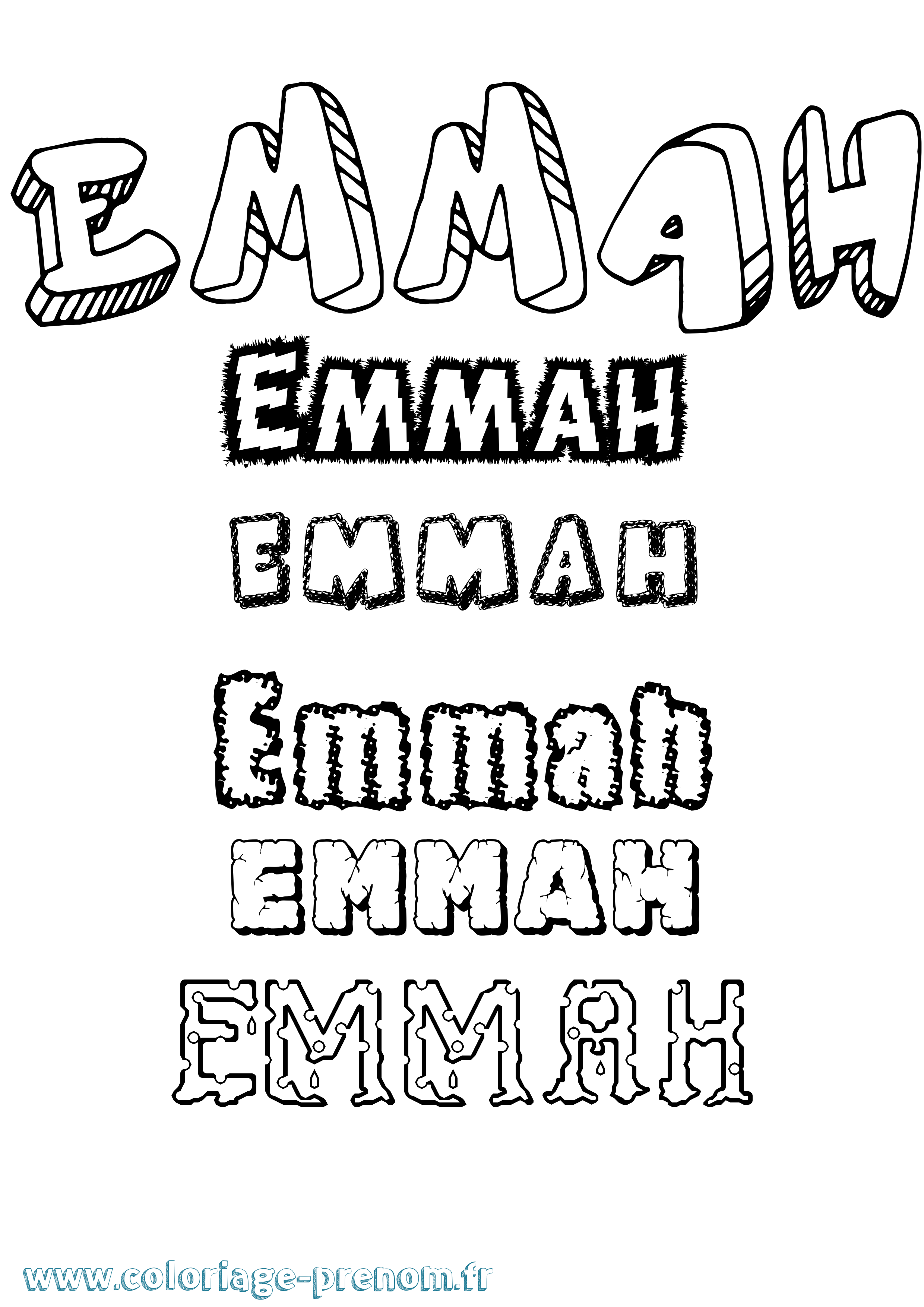 Coloriage prénom Emmah Destructuré