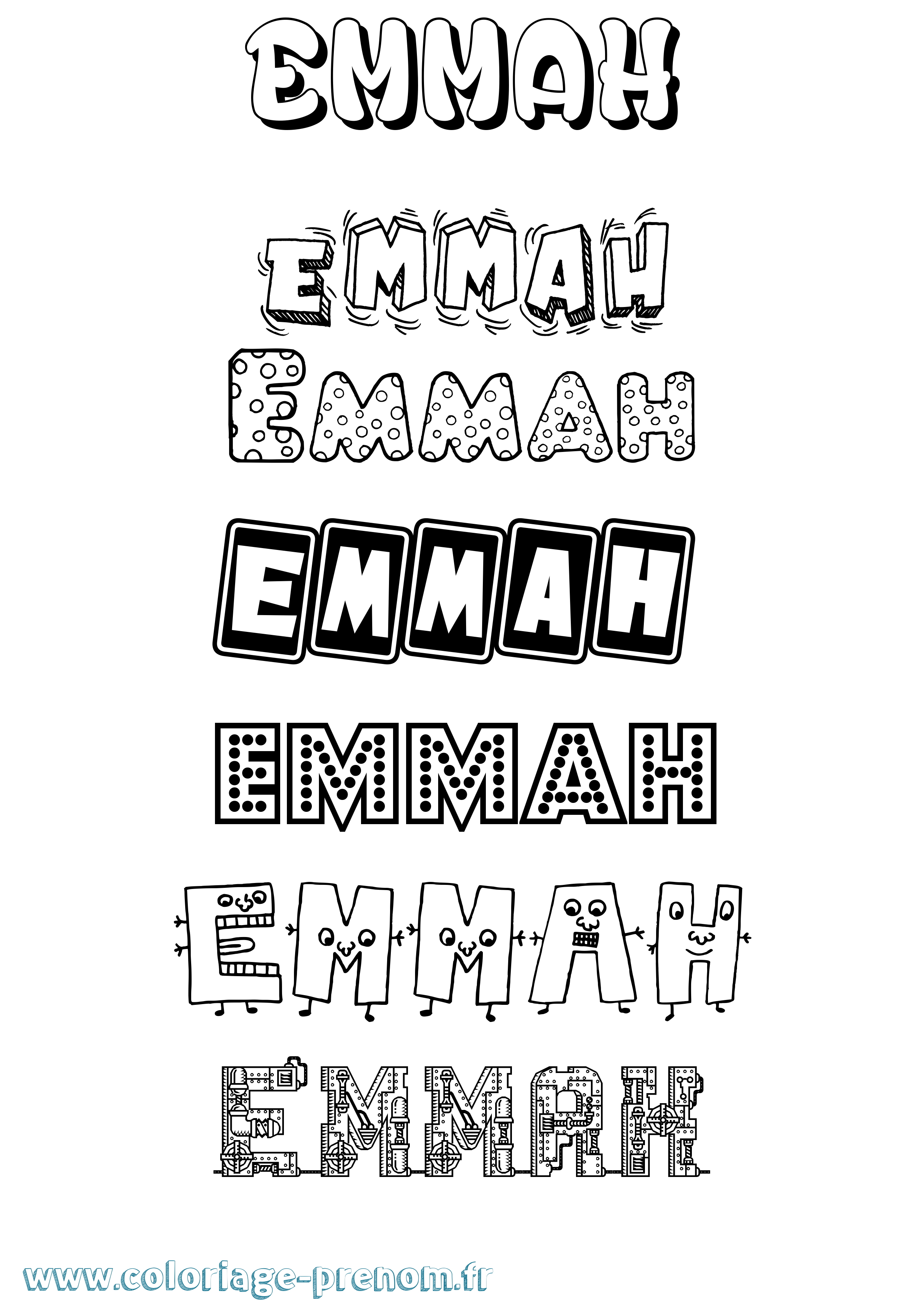Coloriage prénom Emmah Fun