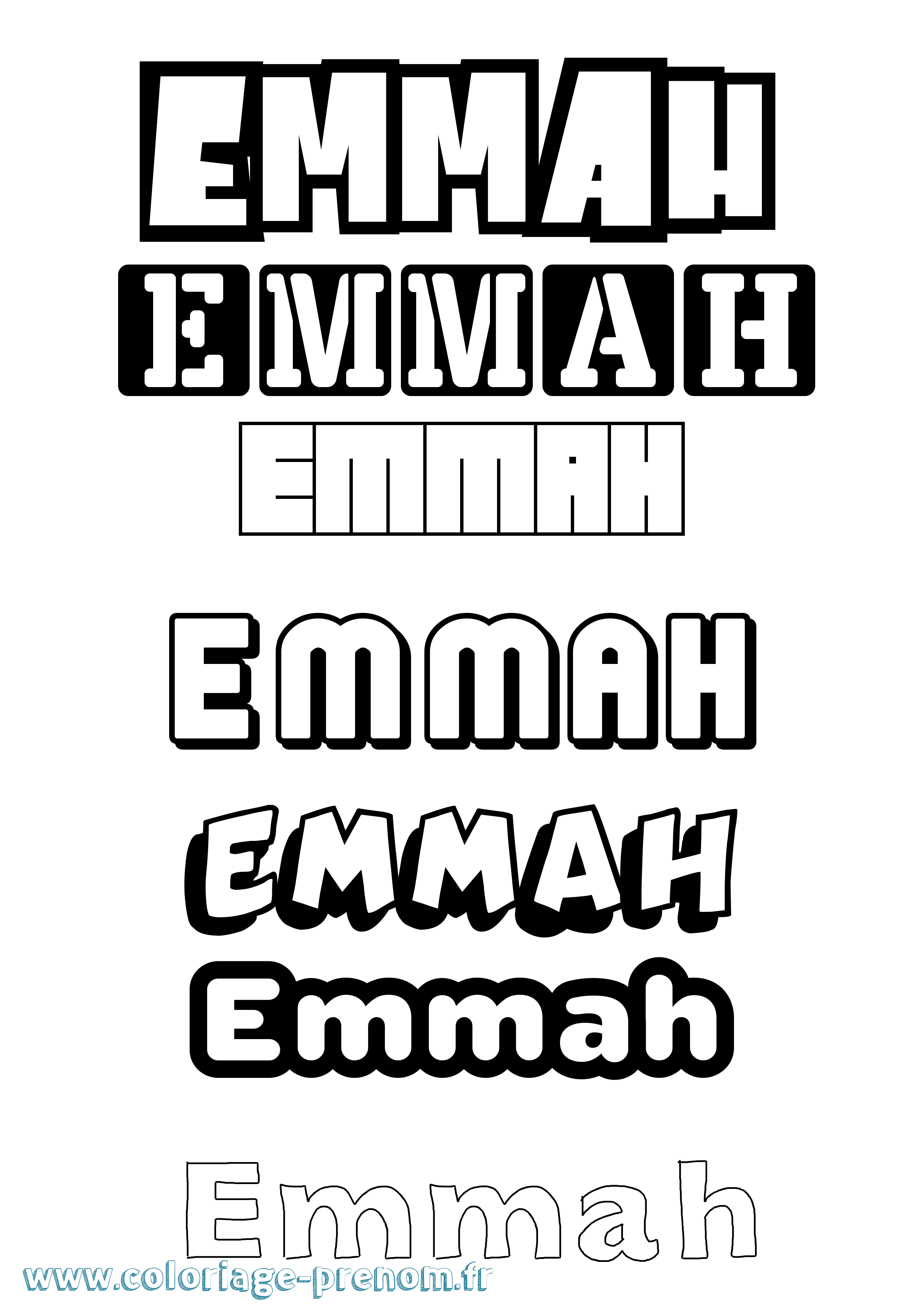 Coloriage prénom Emmah Simple