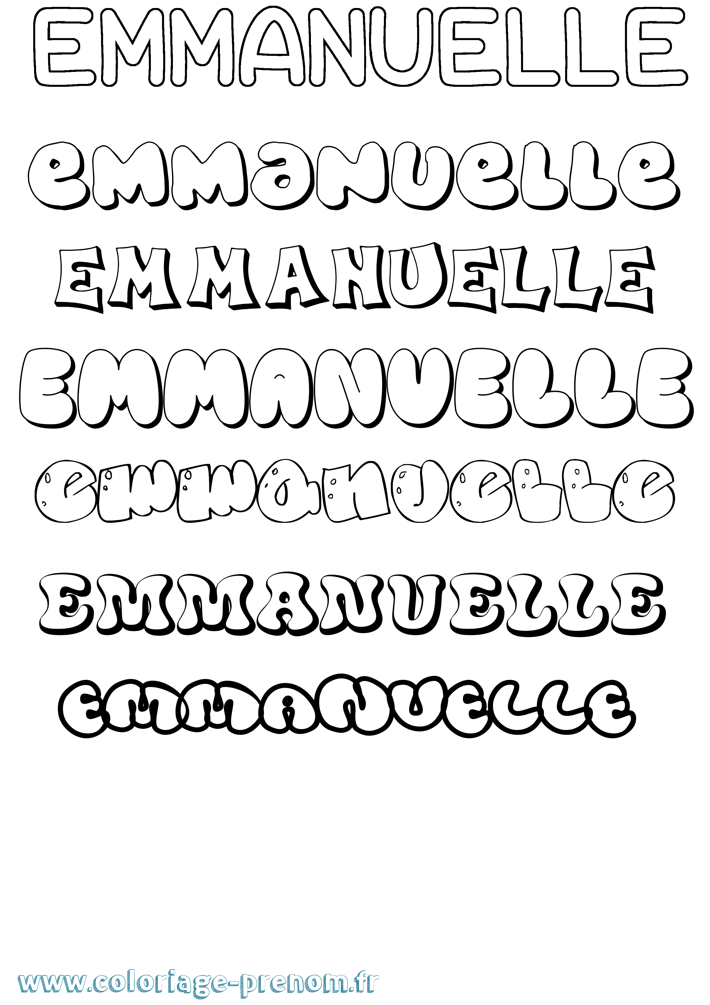 Coloriage Emmanuelle Bubble Coloriage prénom Emmanuelle Bubble
