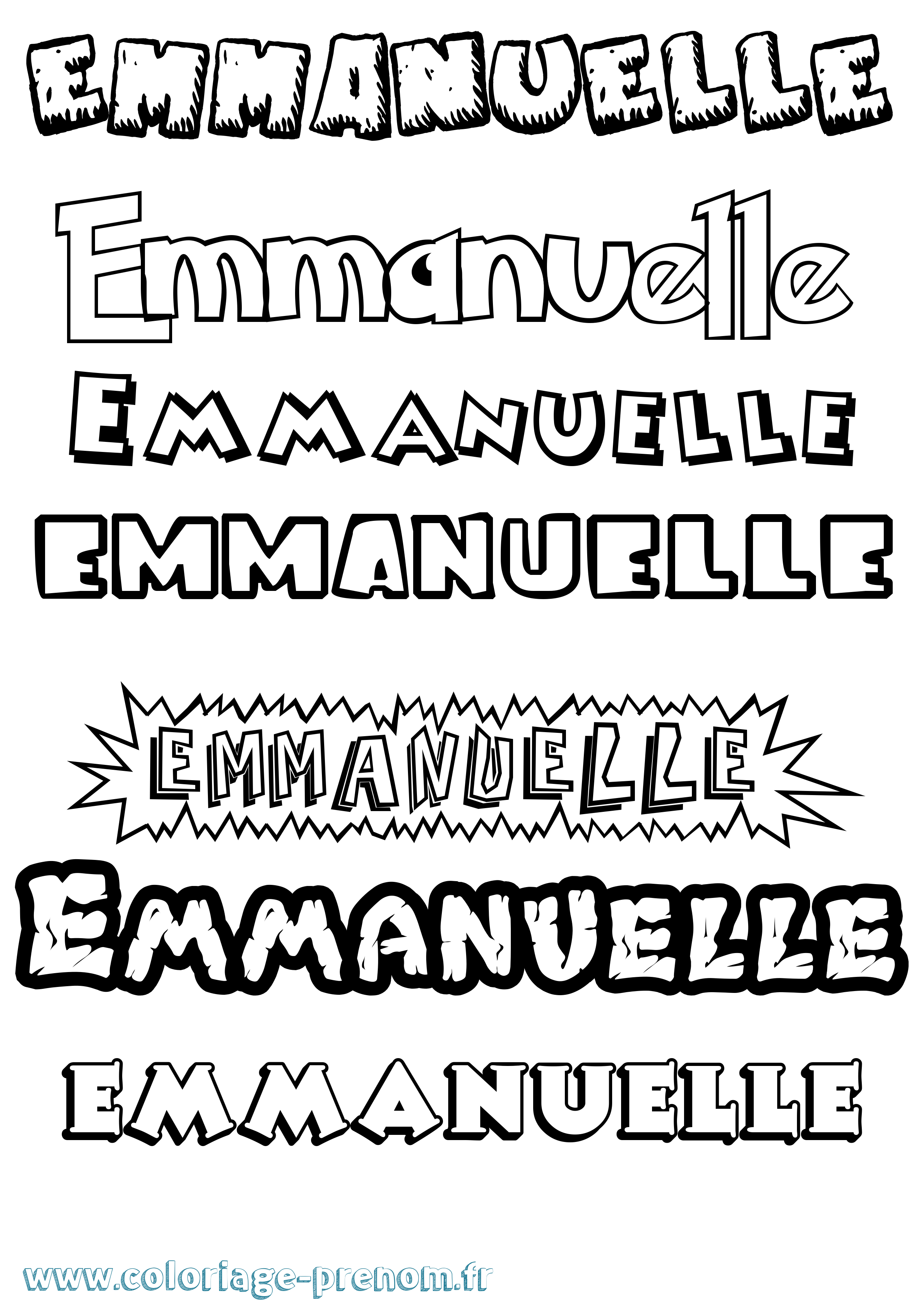 Coloriage Emmanuelle Dessin Animé Coloriage prénom Emmanuelle Dessin Animé