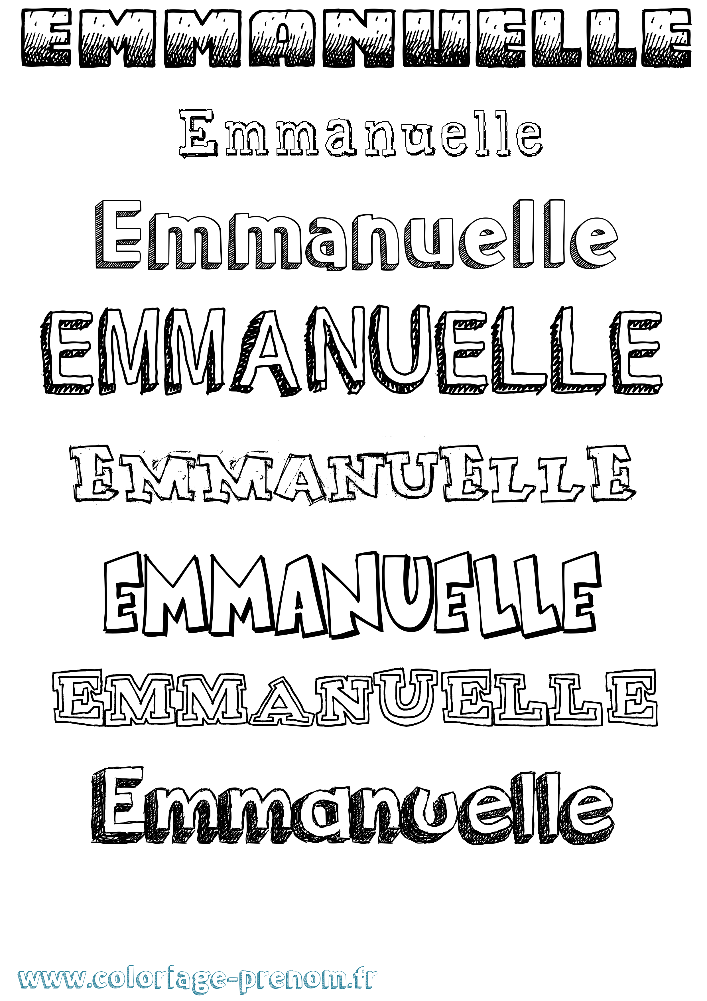 Coloriage Emmanuelle Dessiné Coloriage prénom Emmanuelle Dessiné