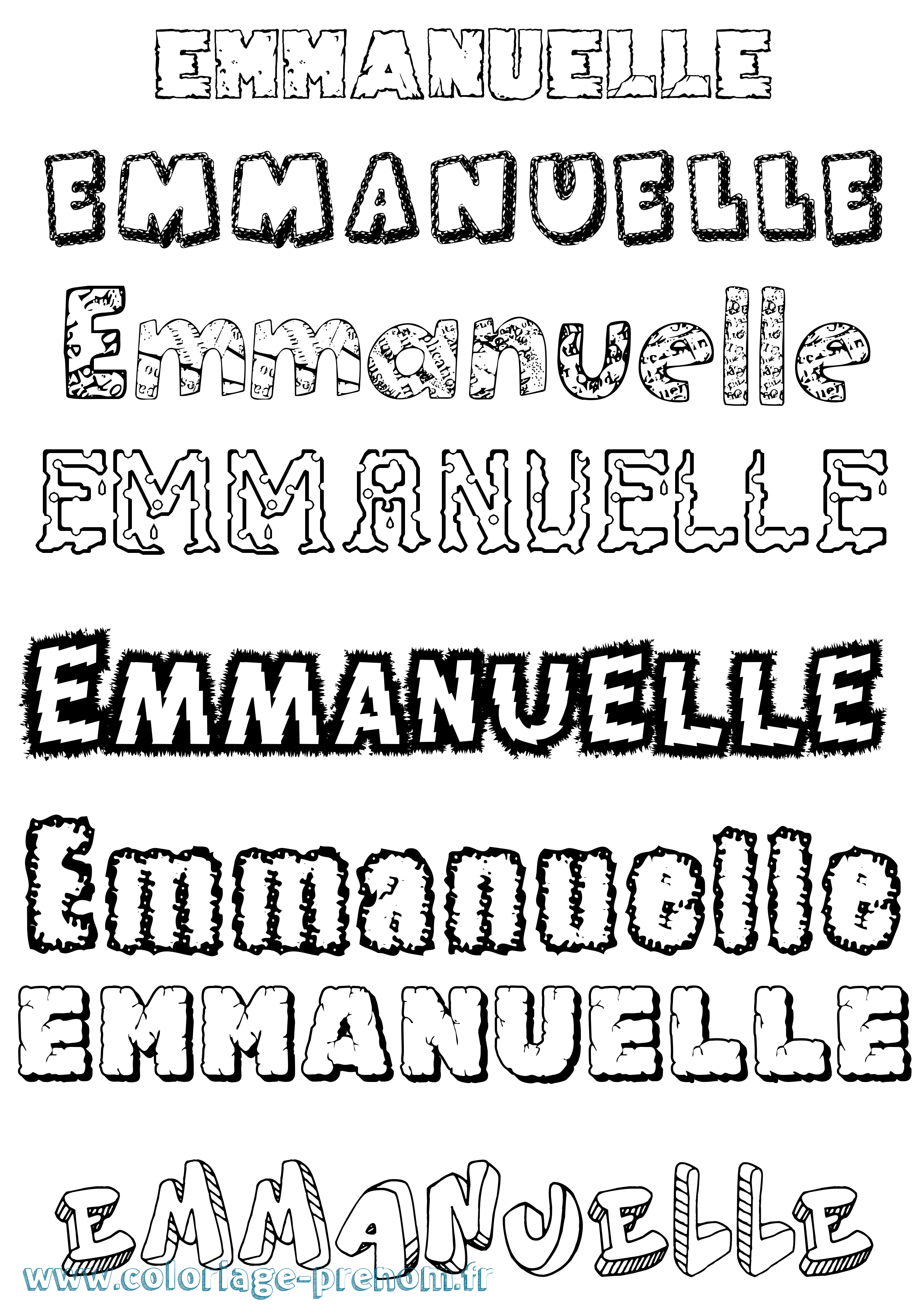 Coloriage prénom Emmanuelle Destructuré