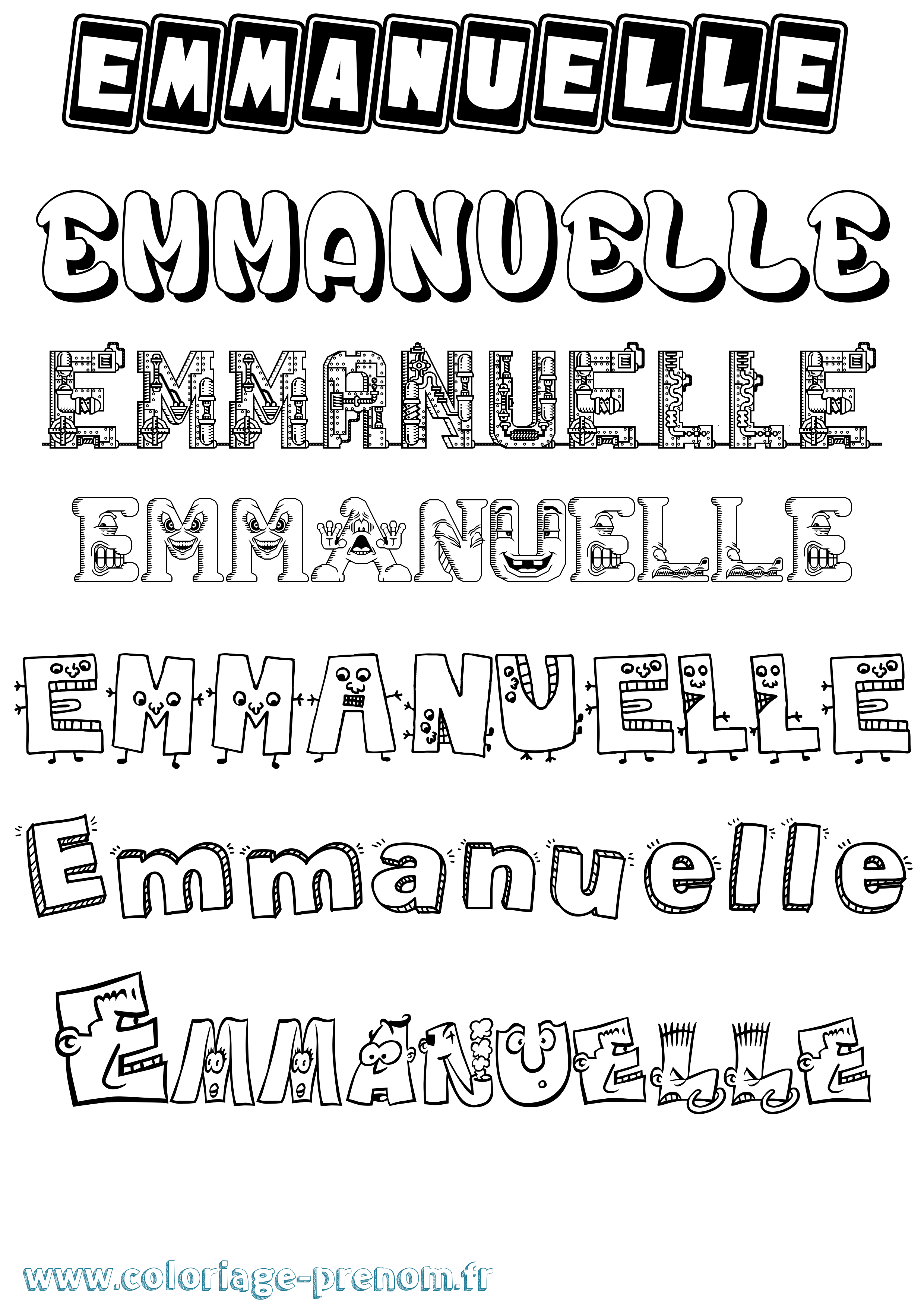 Coloriage Emmanuelle Fun Coloriage prénom Emmanuelle Fun