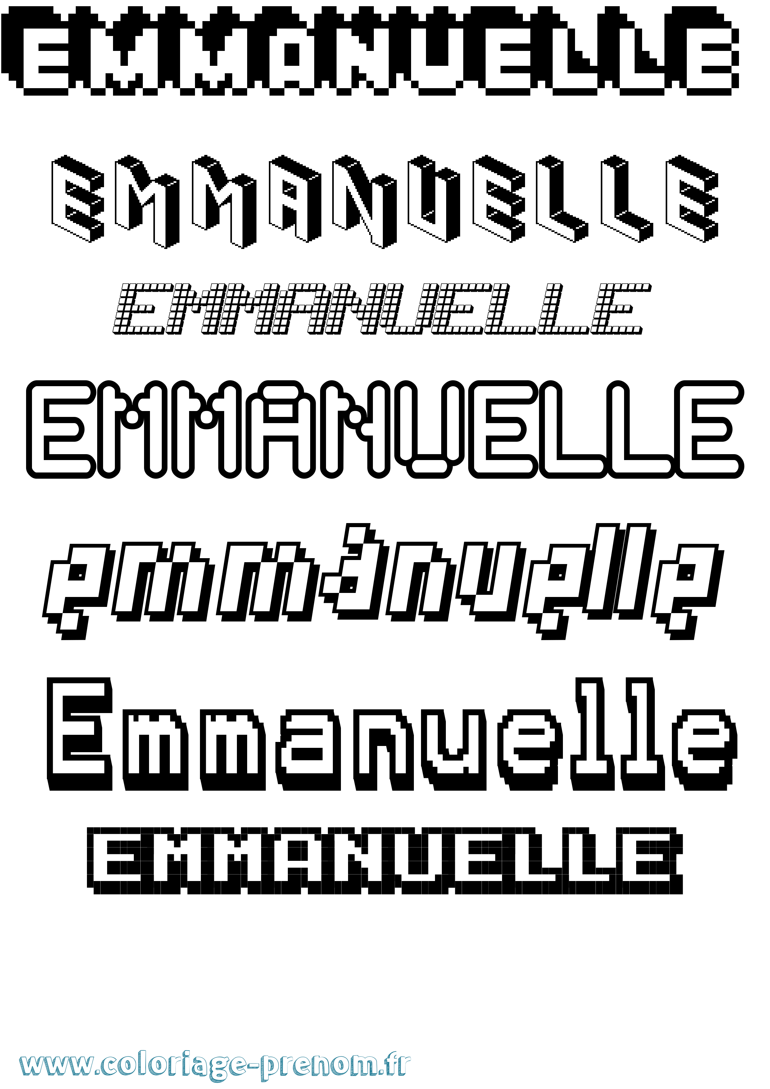 Coloriage Emmanuelle Pixel Coloriage prénom Emmanuelle Pixel