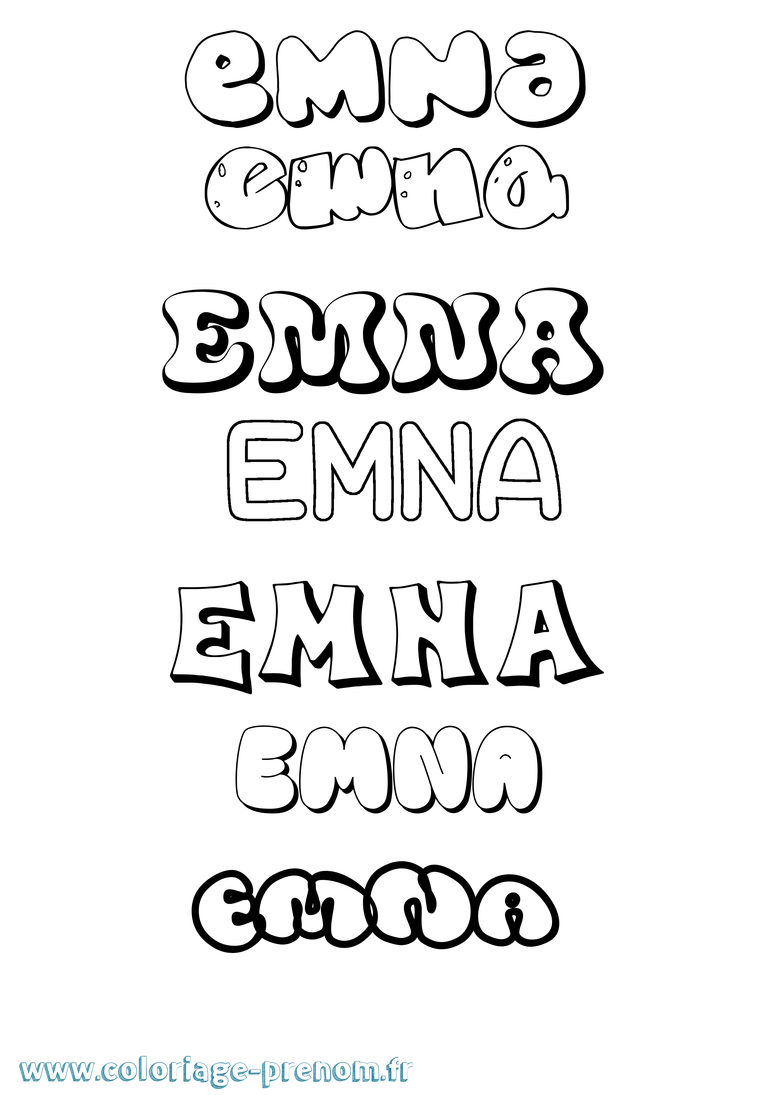 Coloriage prénom Emna
