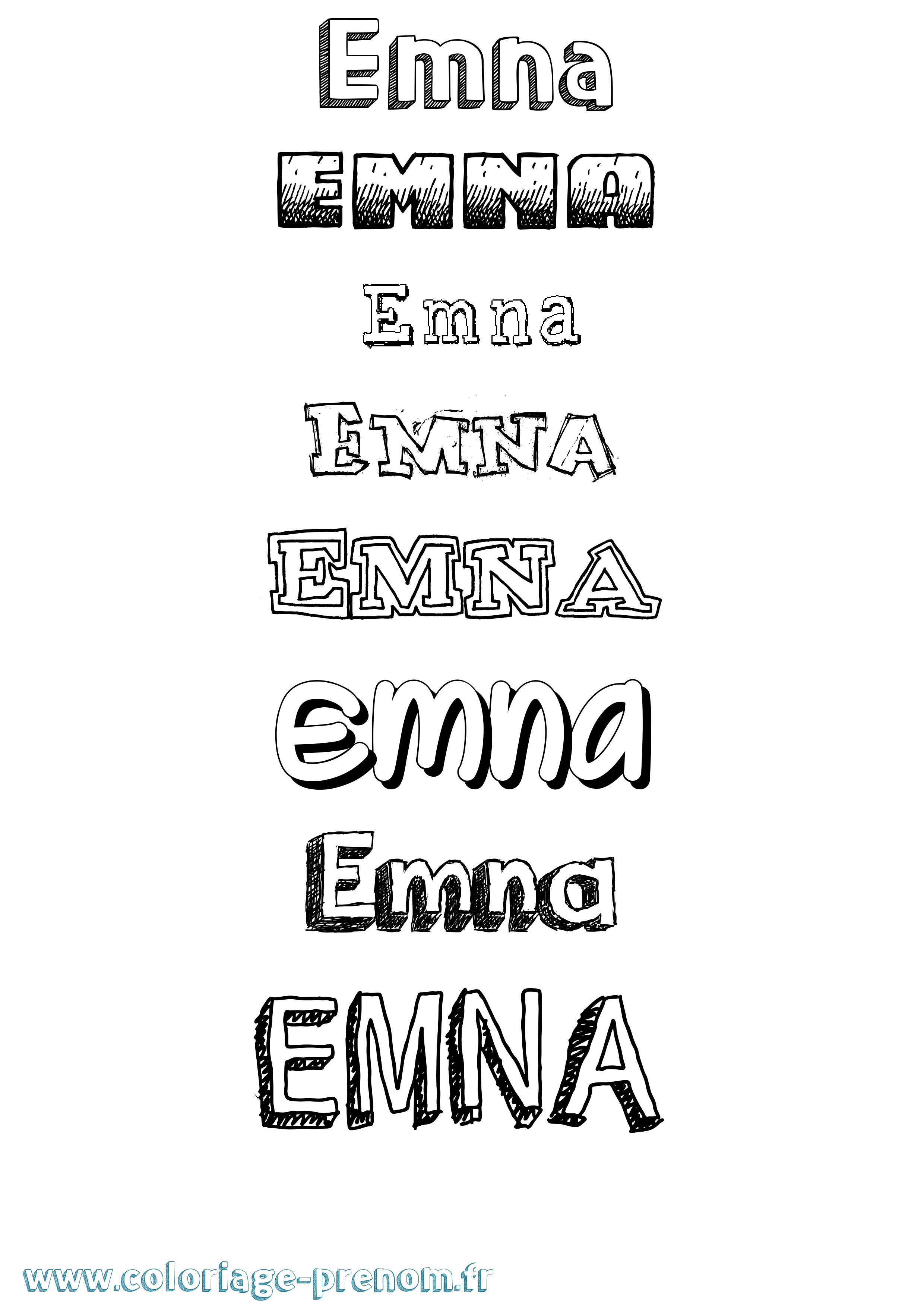 Coloriage prénom Emna