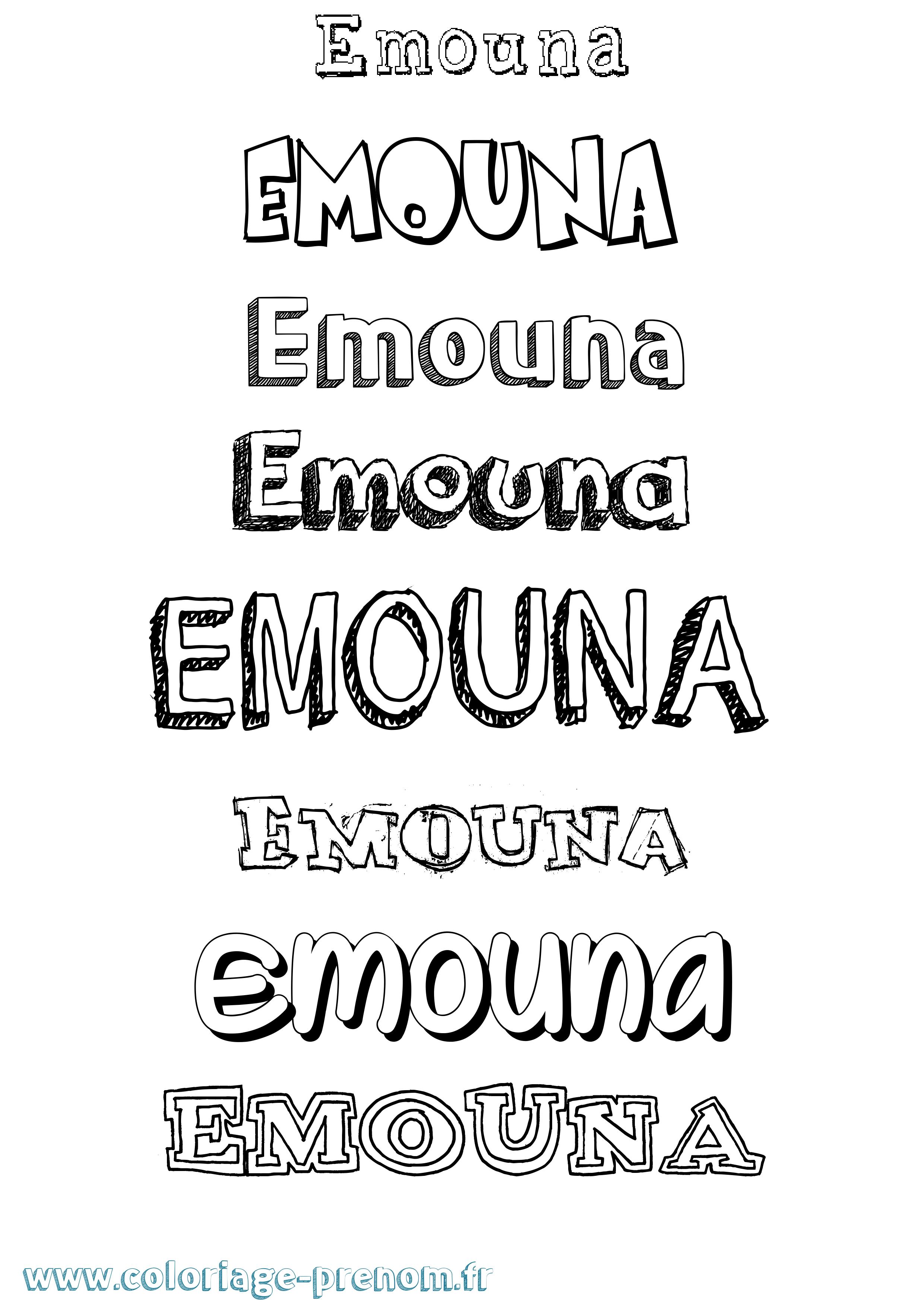 Coloriage prénom Emouna Dessiné