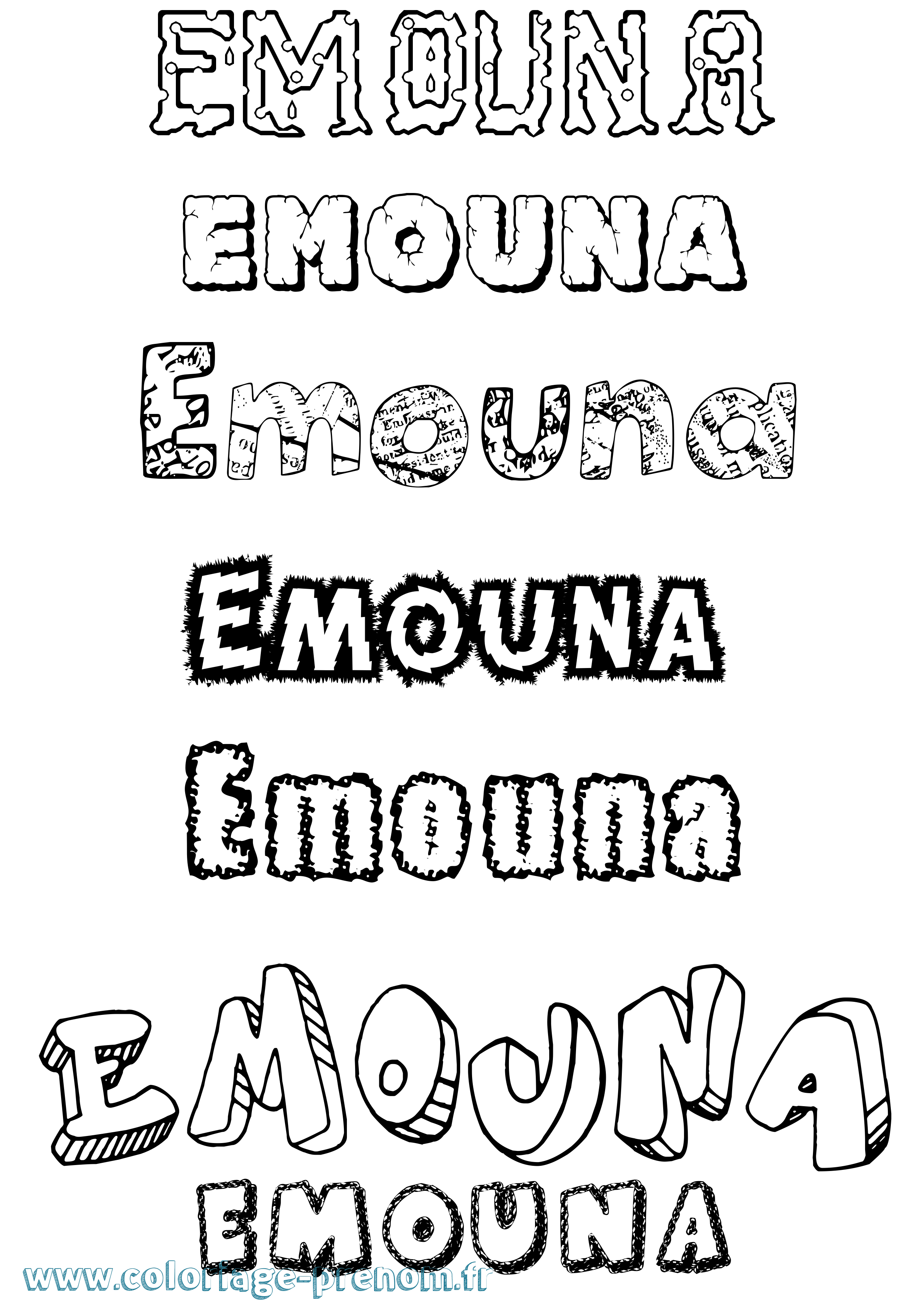 Coloriage prénom Emouna Destructuré