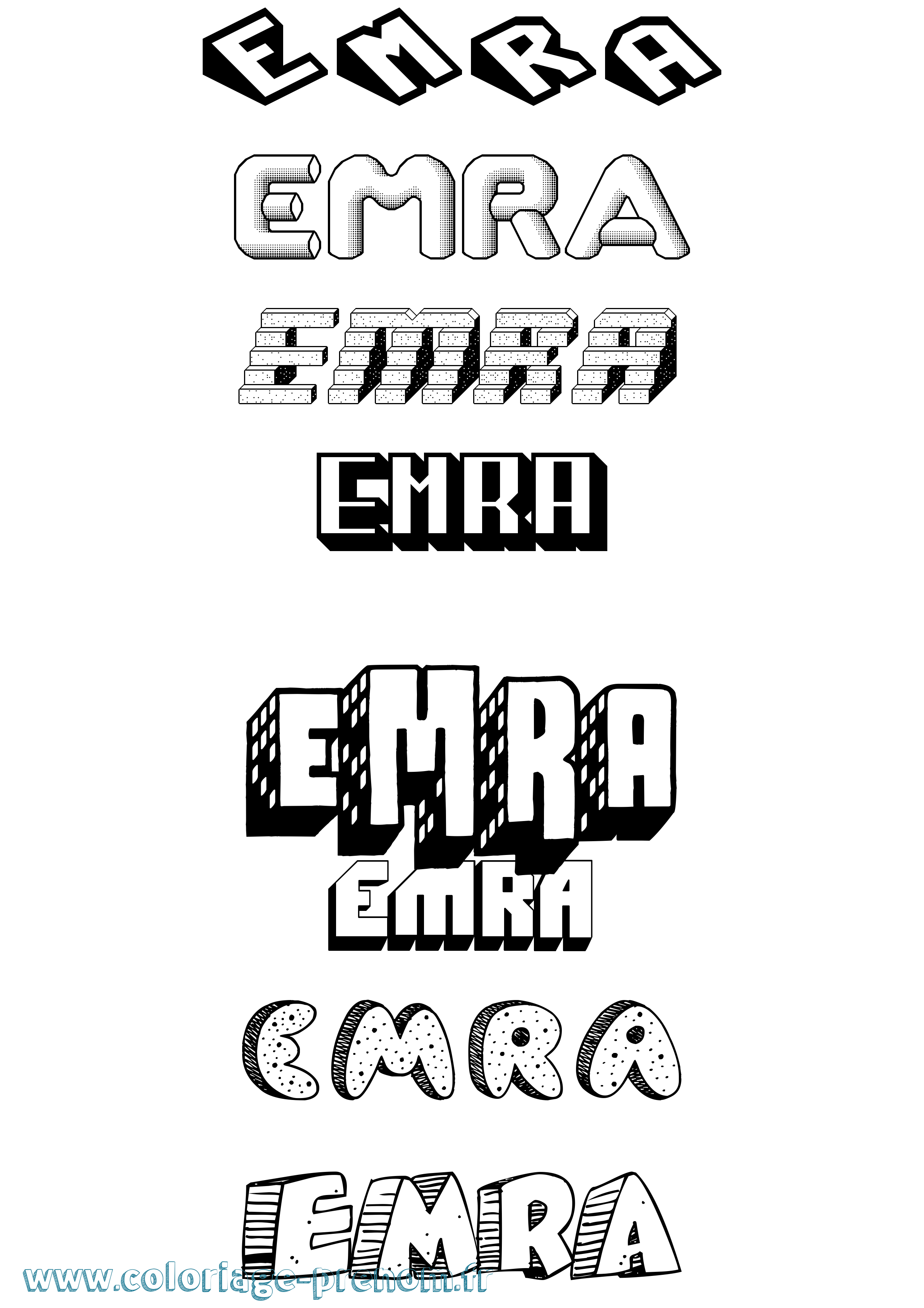 Coloriage Emra Effet 3D Coloriage prénom Emra Effet 3D