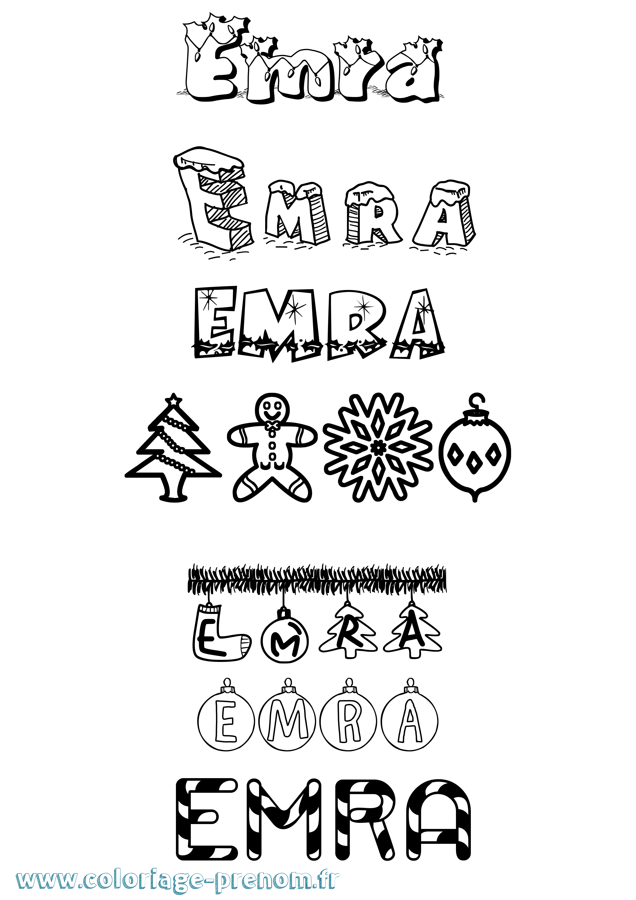 Coloriage Emra Noël Coloriage prénom Emra Noël