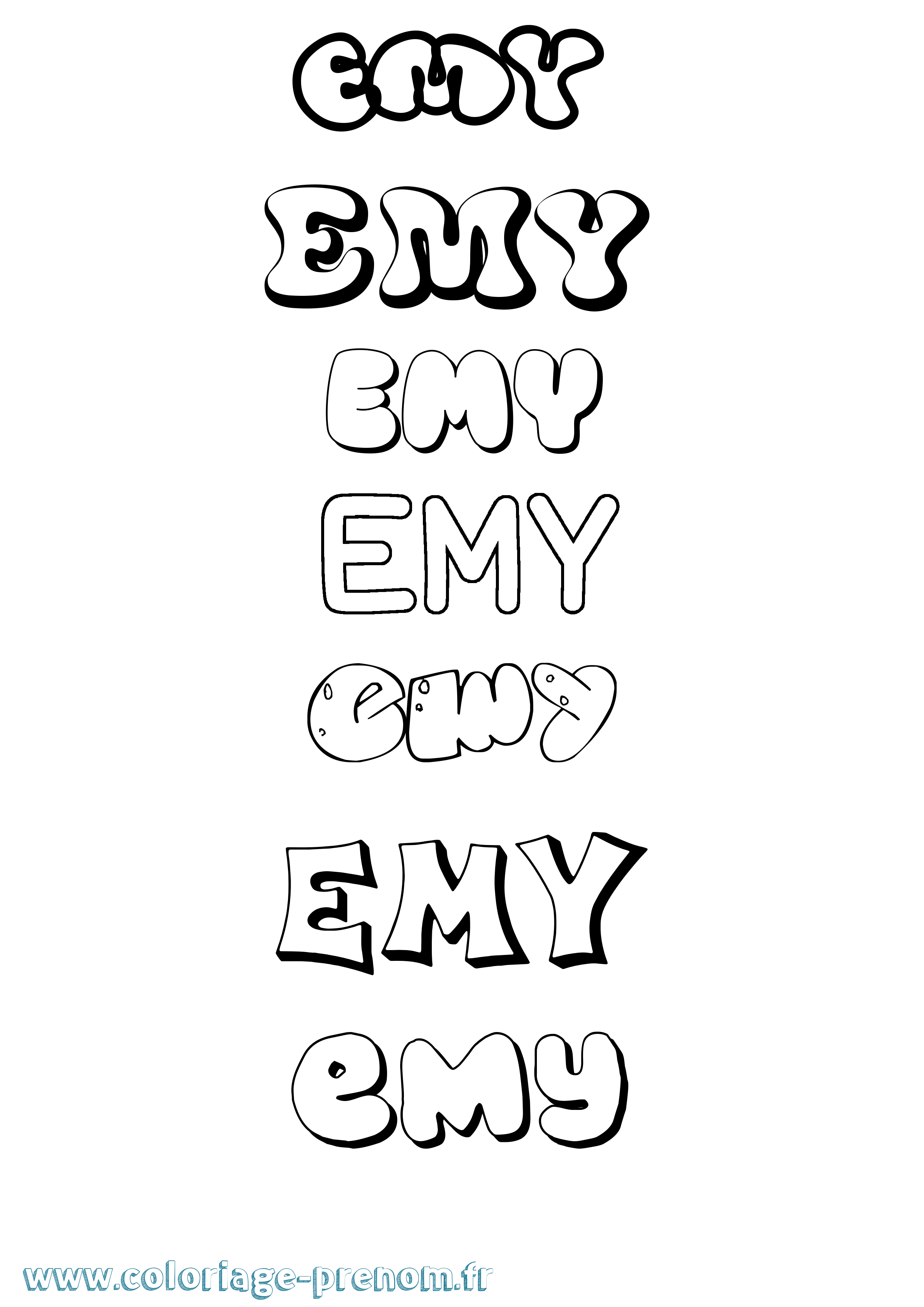 Coloriage prénom Emy Bubble