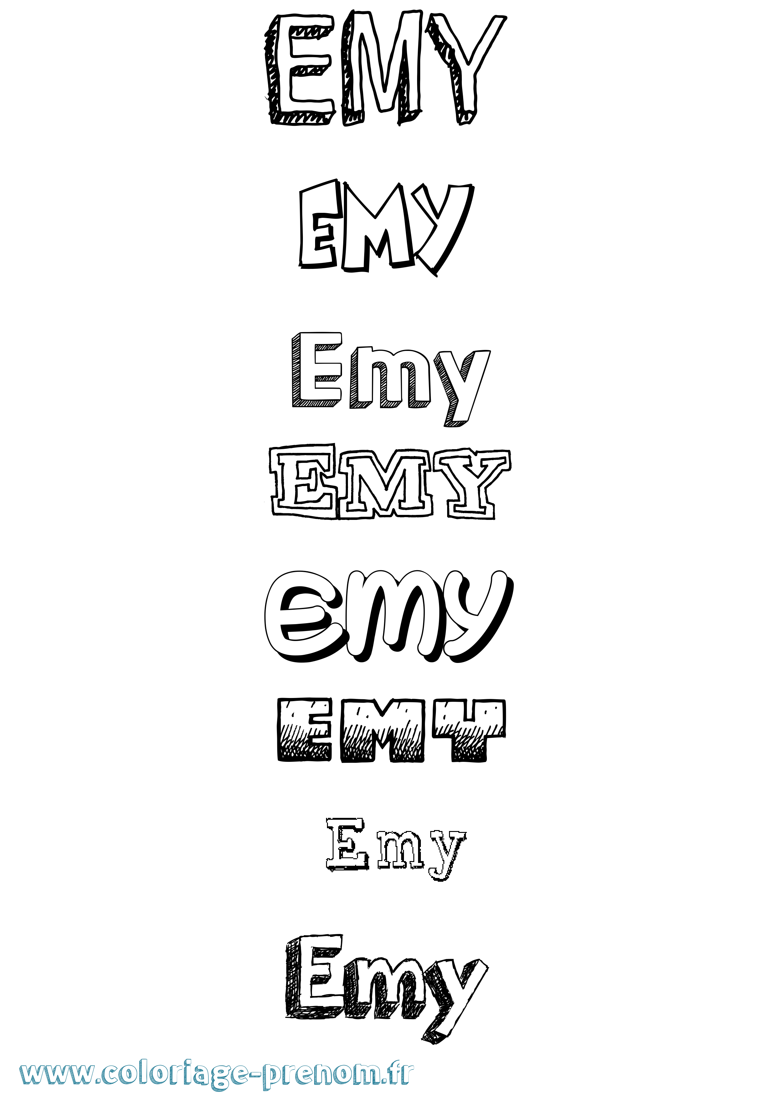 Coloriage prénom Emy Dessiné