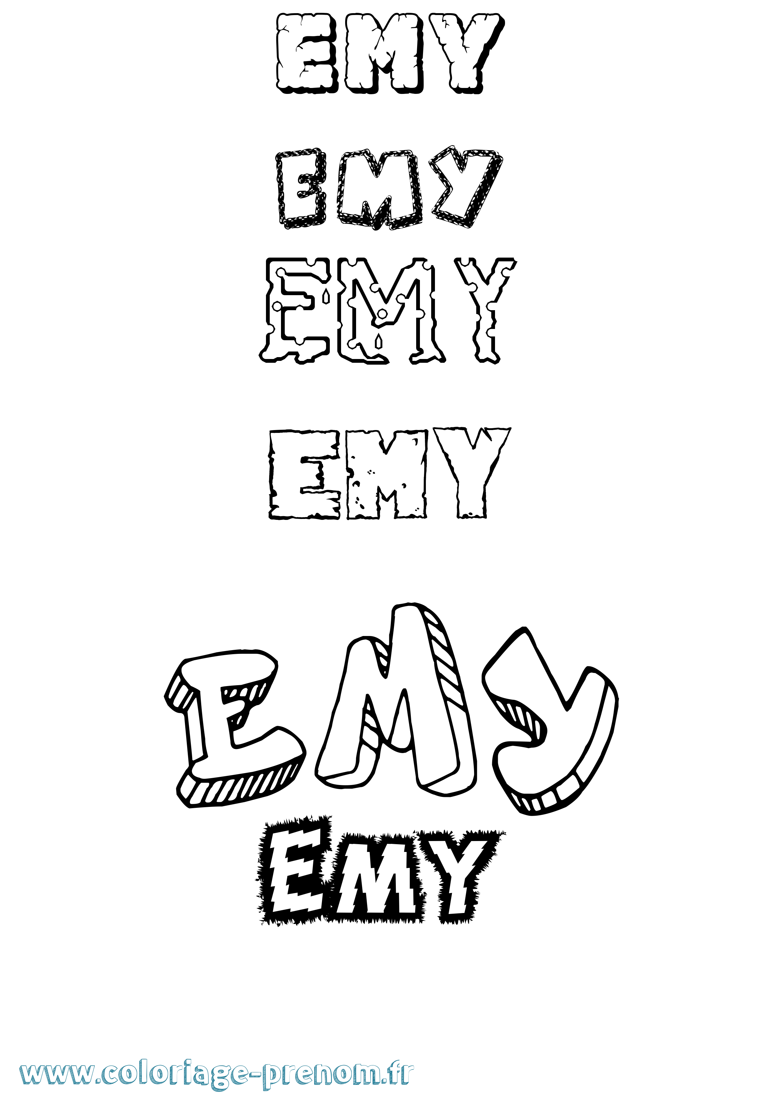 Coloriage prénom Emy Destructuré