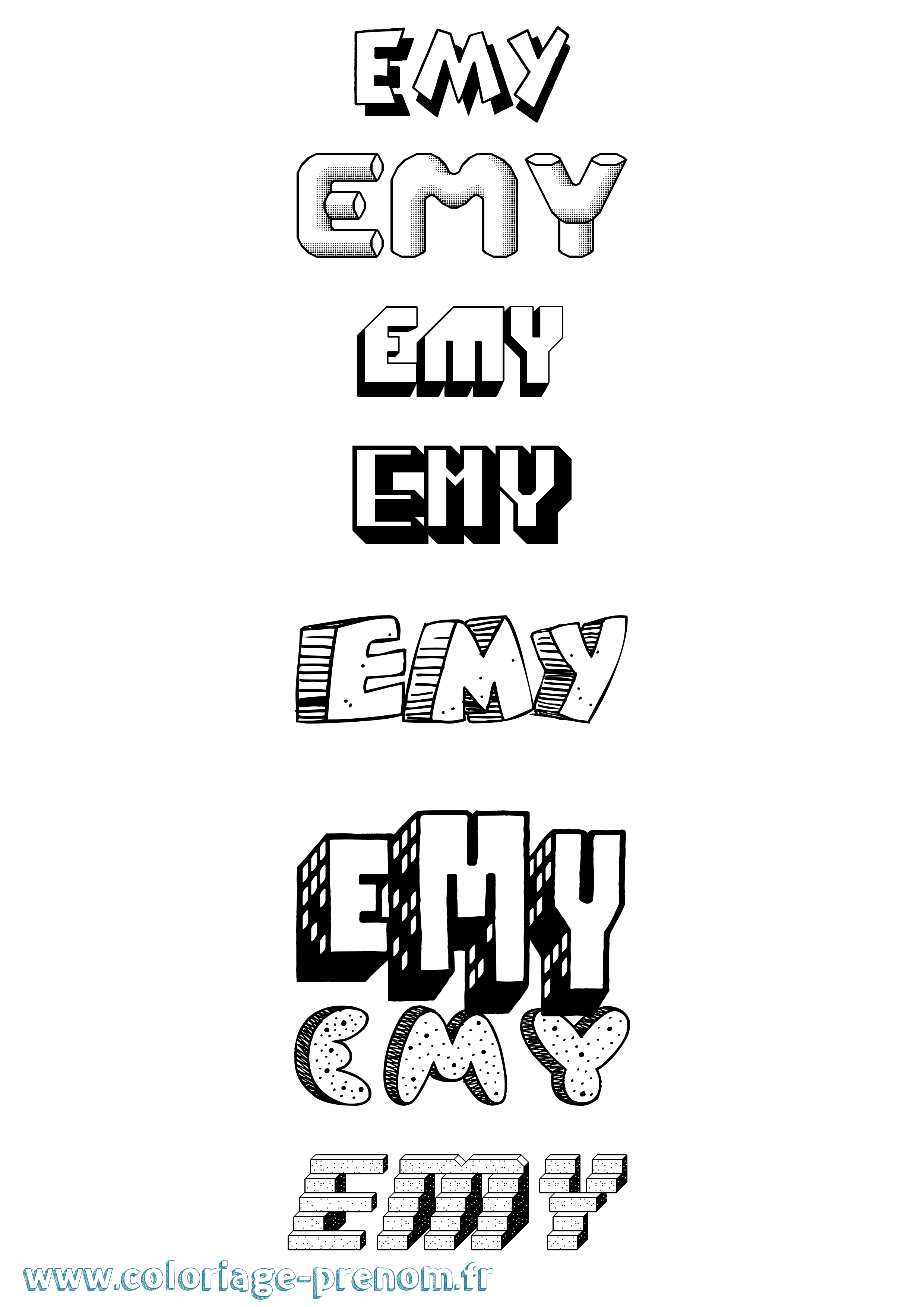 Coloriage prénom Emy Effet 3D