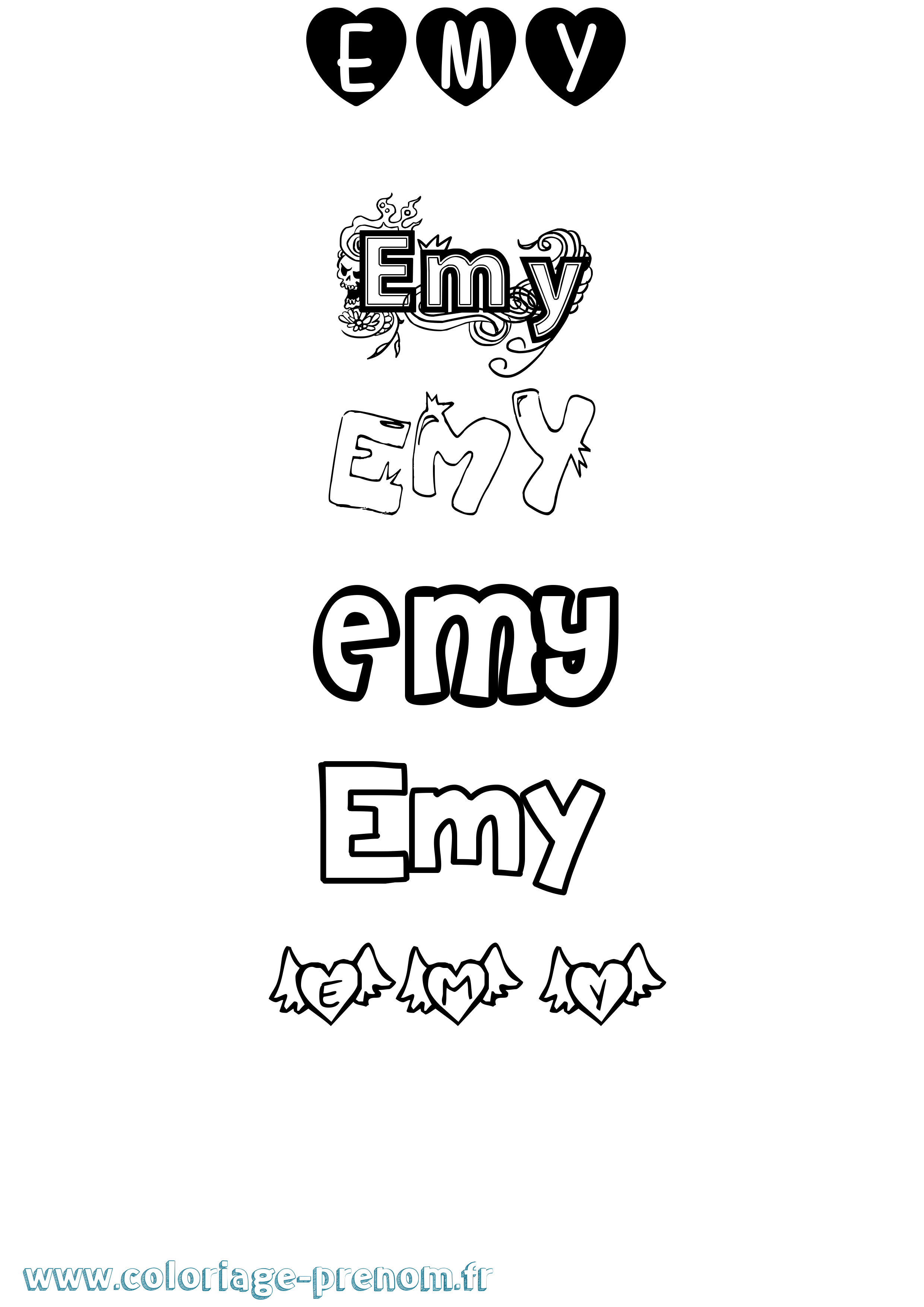 Coloriage prénom Emy Girly