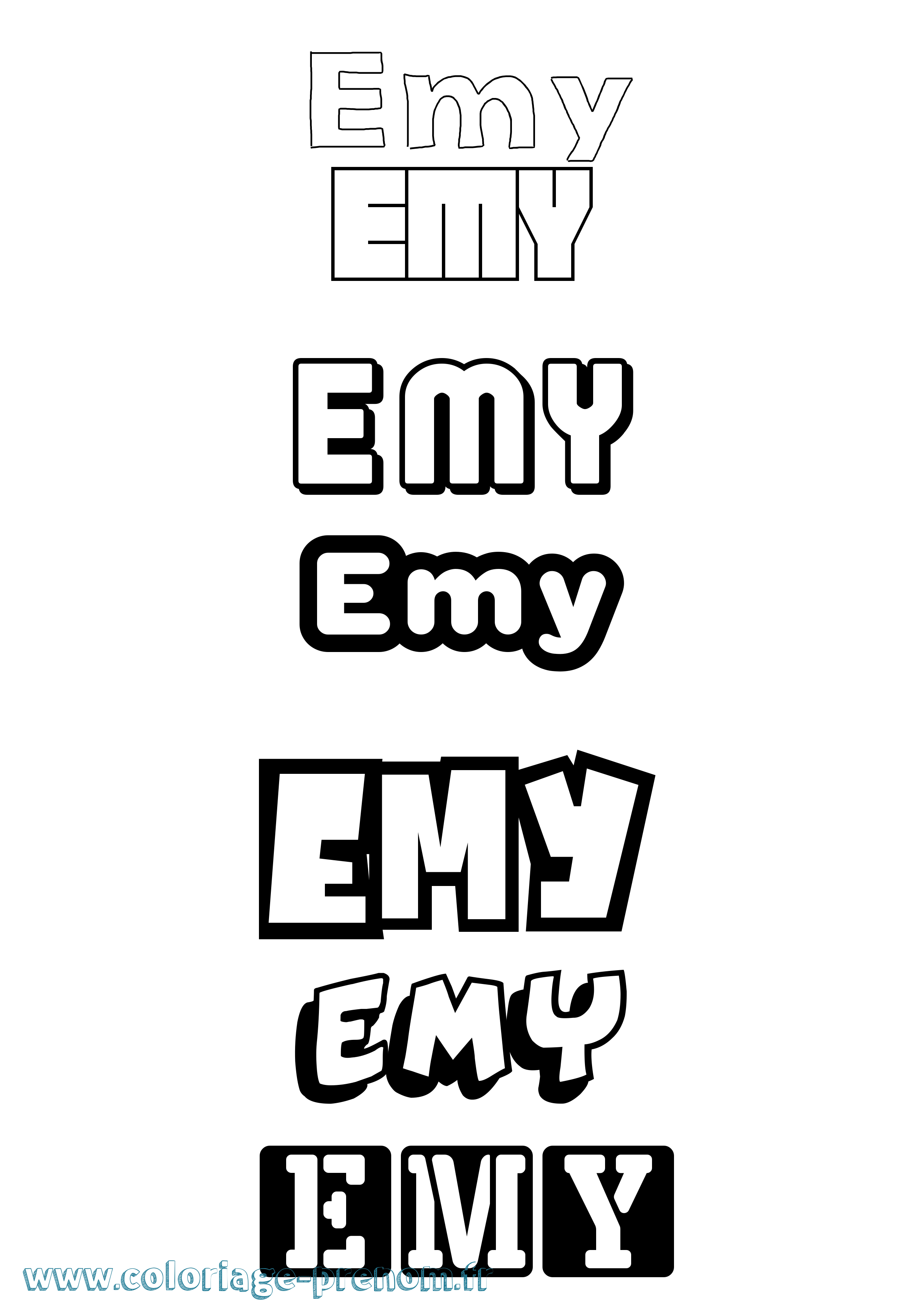 Coloriage prénom Emy Simple
