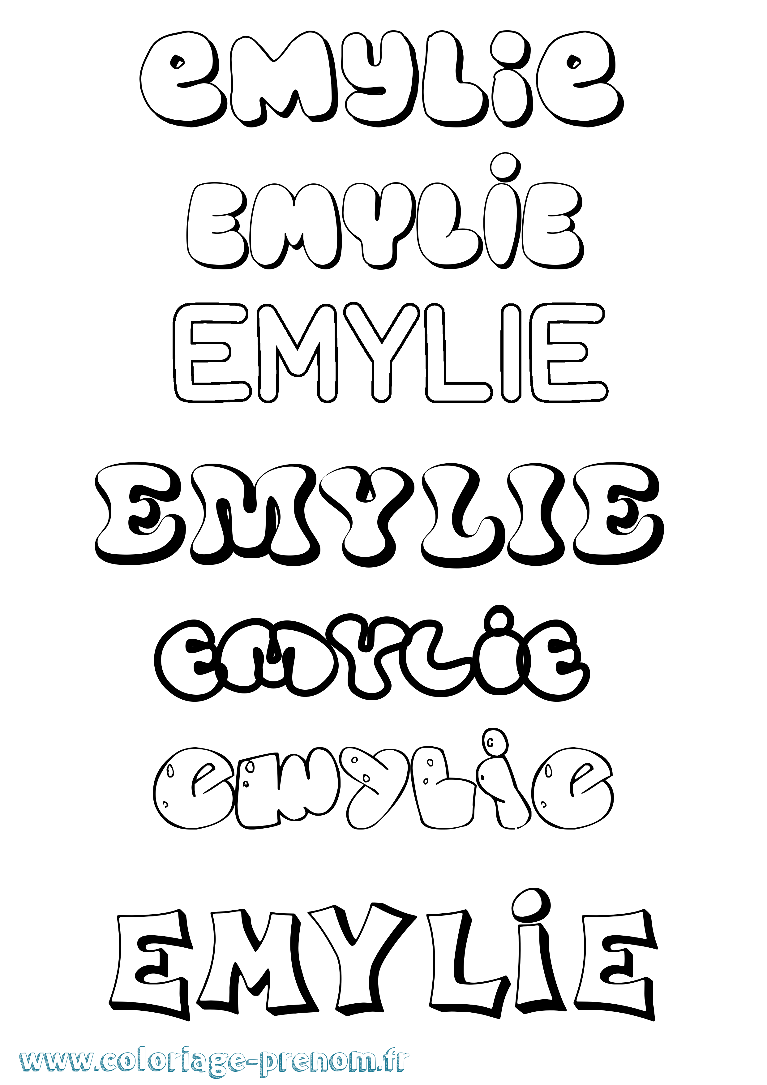 Coloriage prénom Emylie Bubble