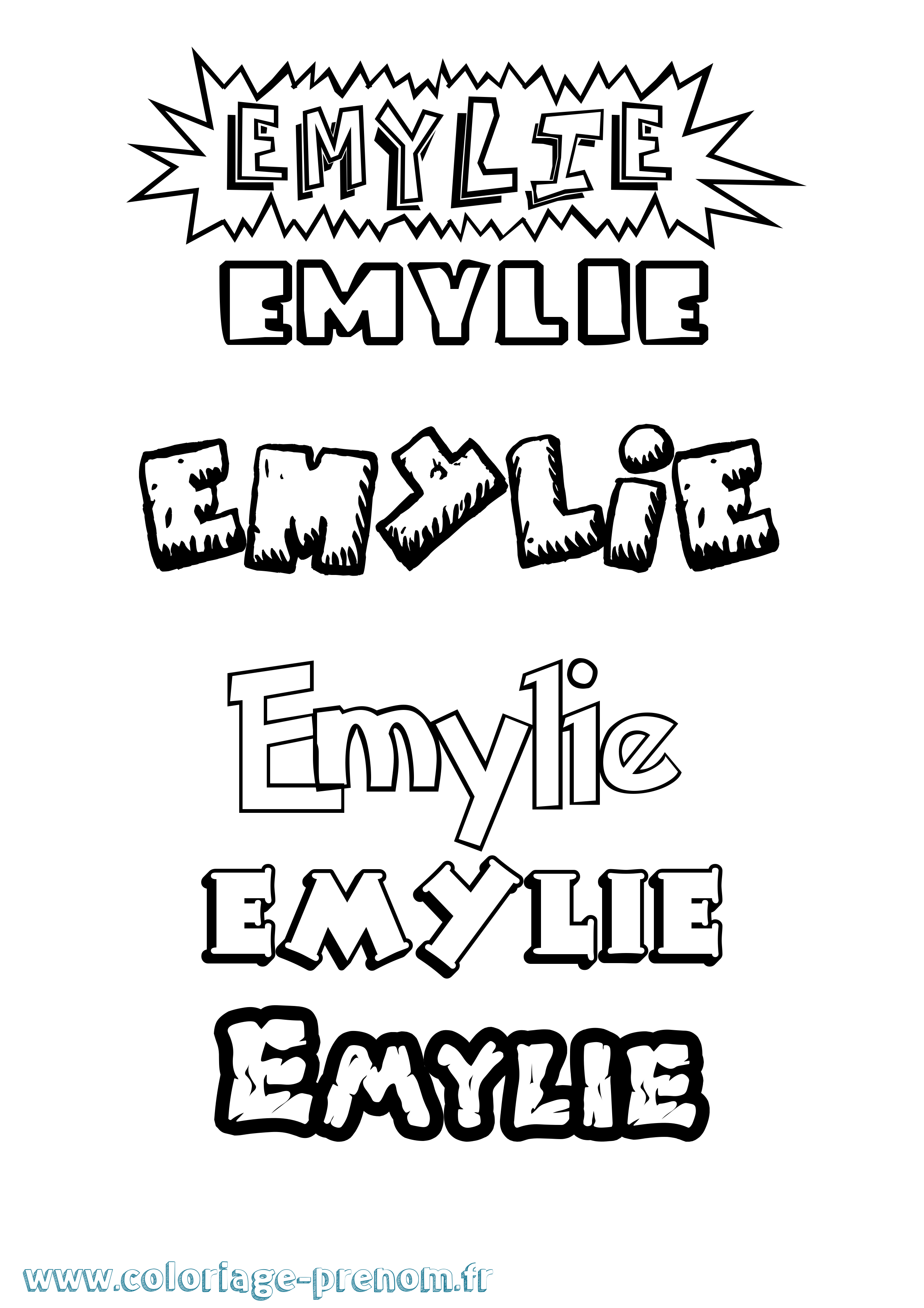 Coloriage prénom Emylie Dessin Animé