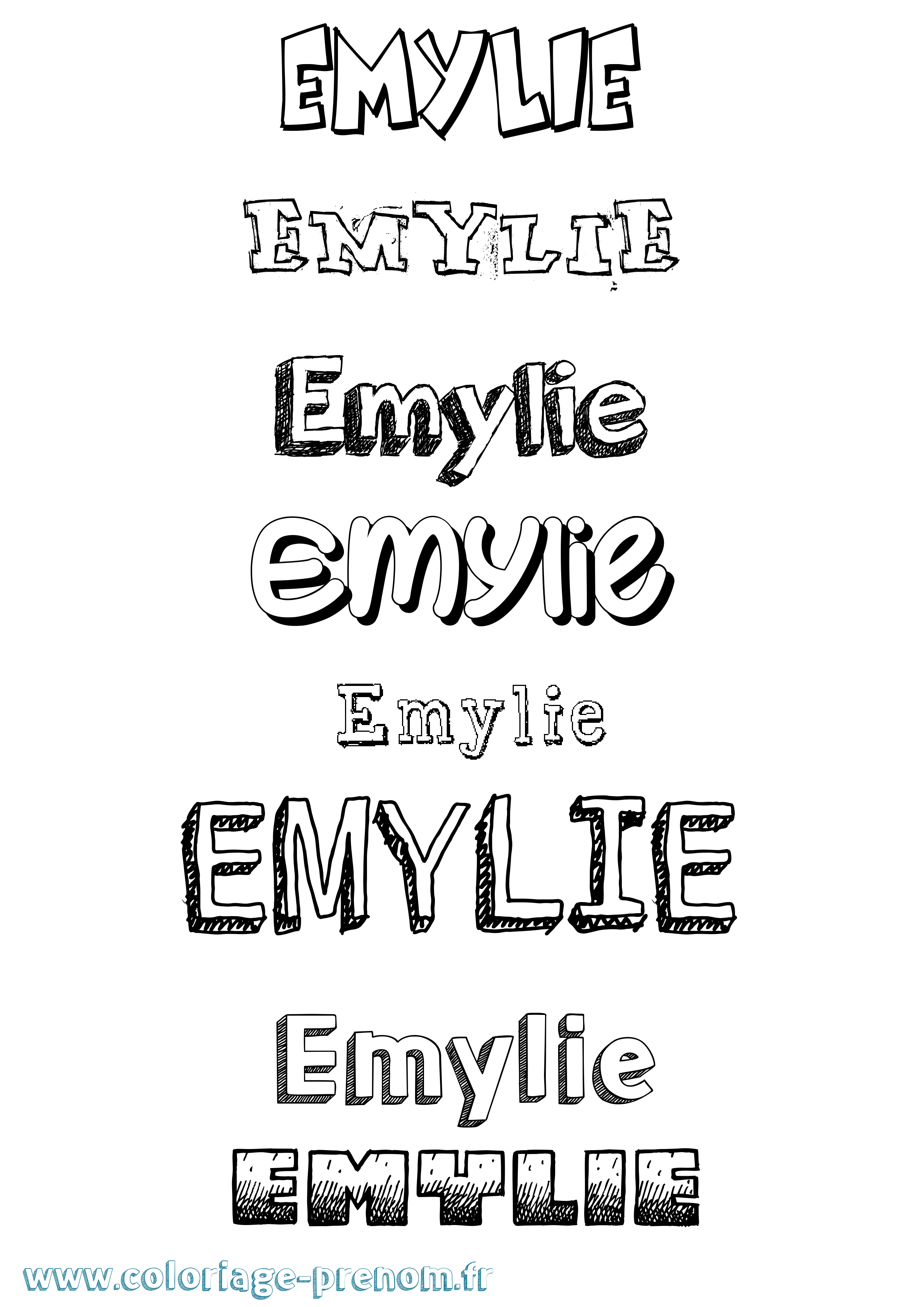 Coloriage prénom Emylie Dessiné