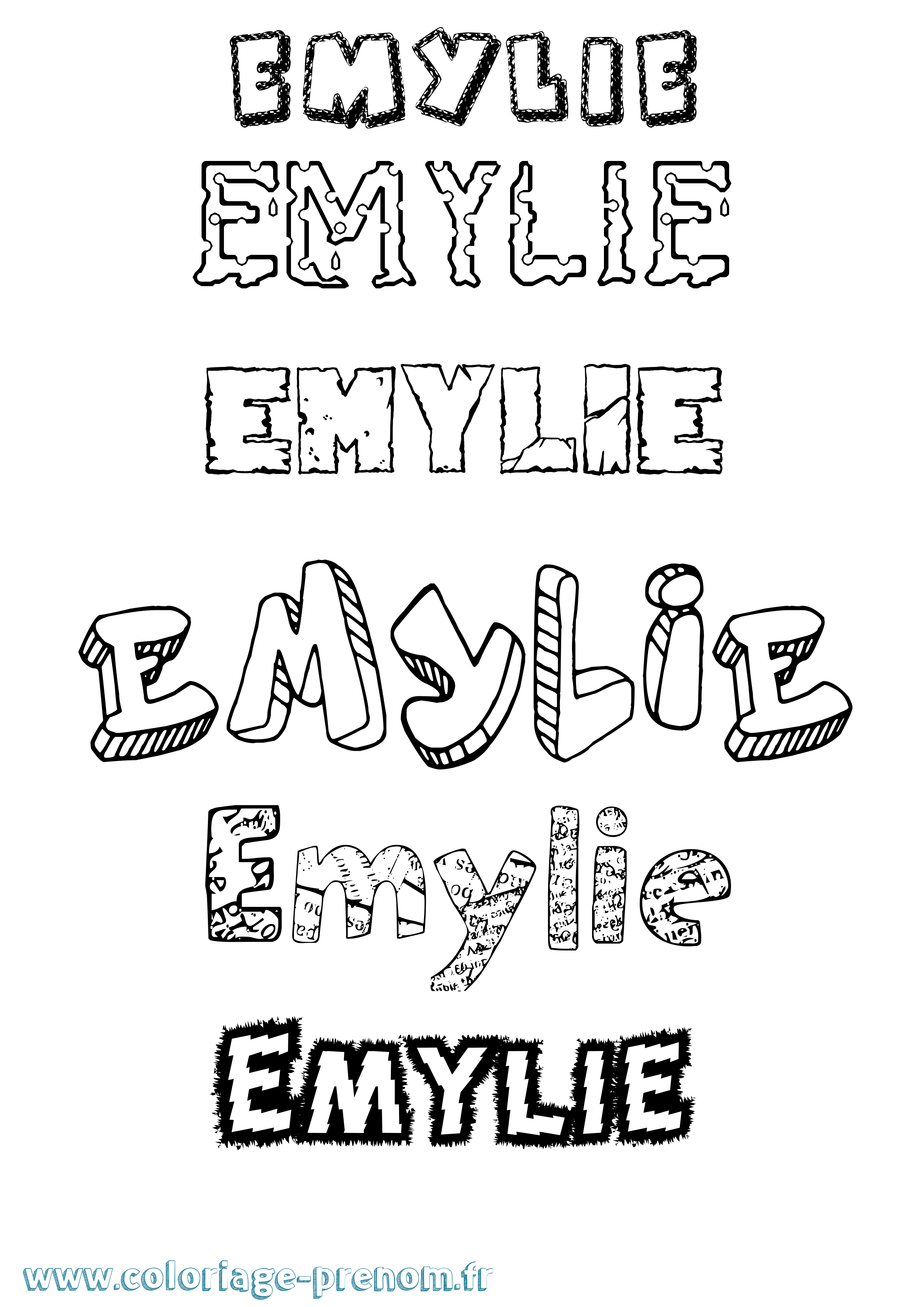 Coloriage prénom Emylie Destructuré