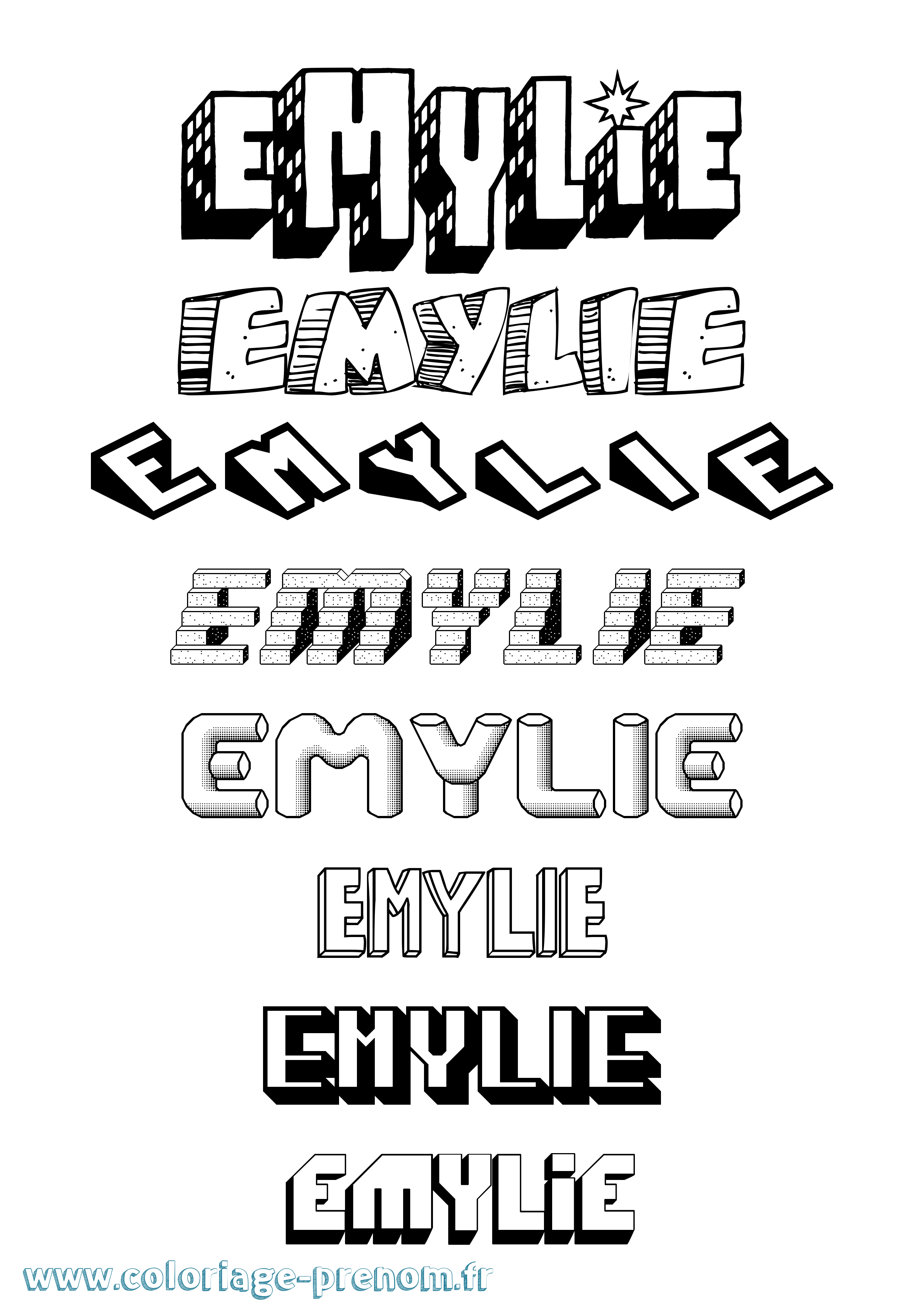 Coloriage prénom Emylie Effet 3D