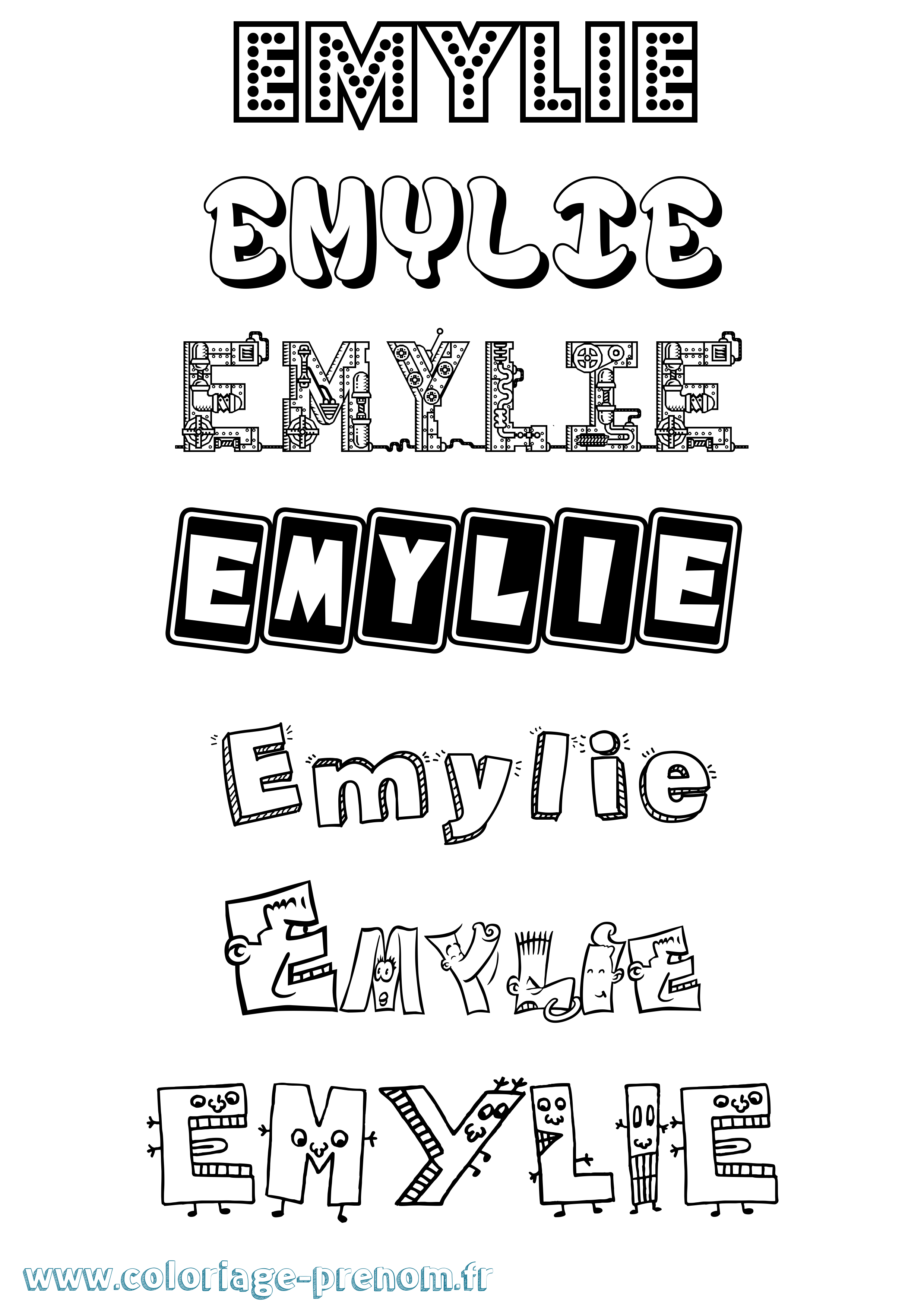 Coloriage prénom Emylie Fun