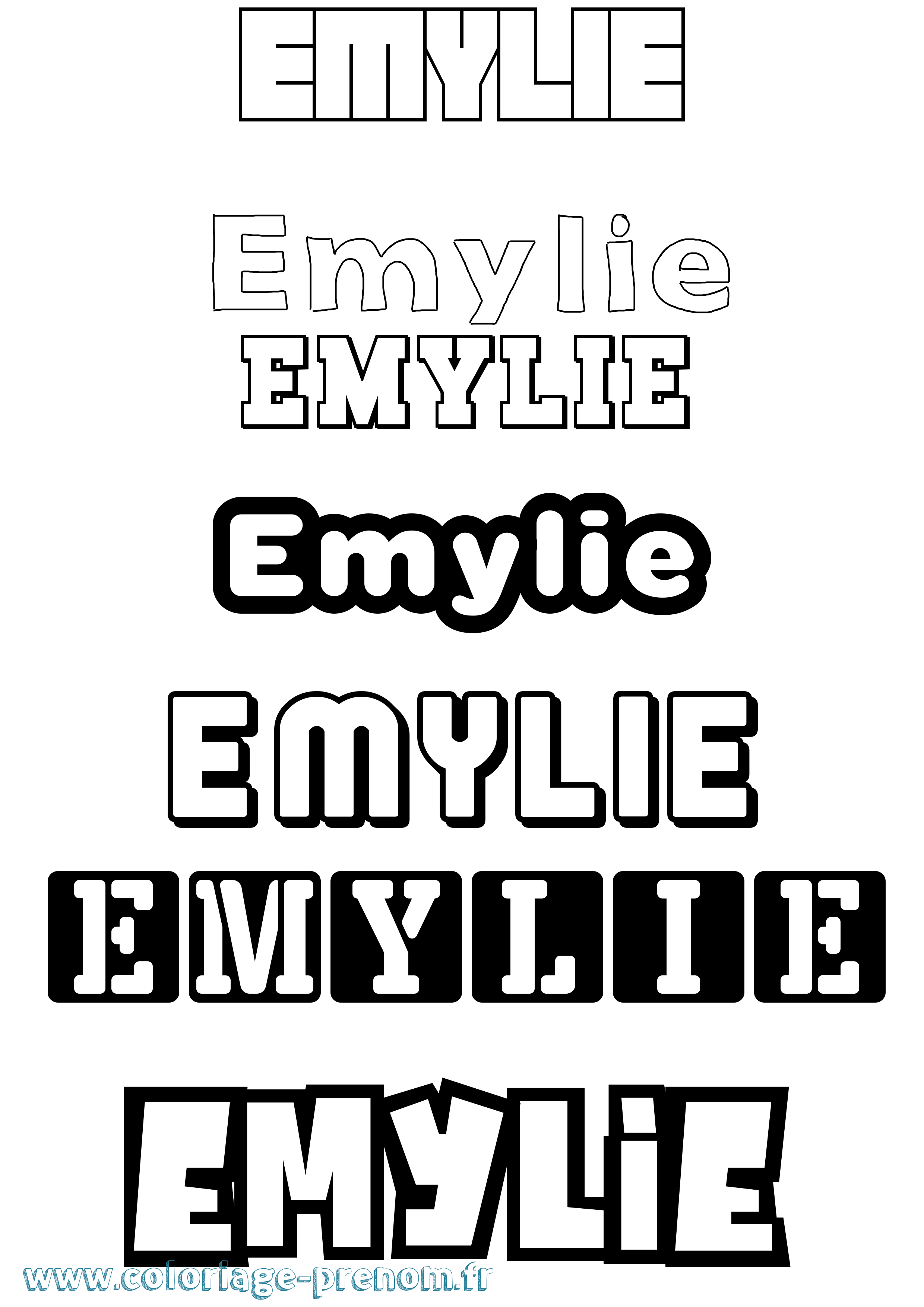 Coloriage prénom Emylie Simple