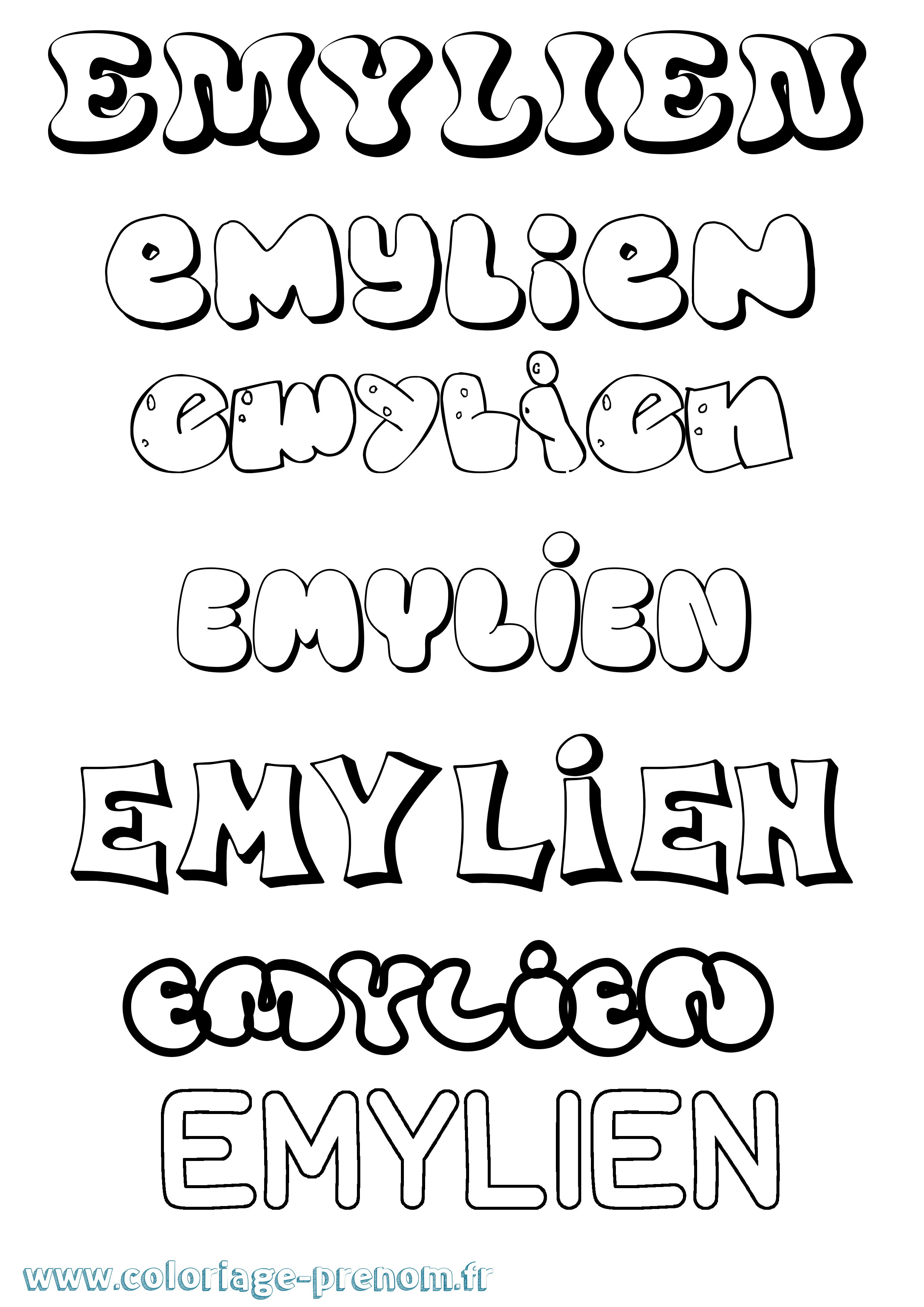 Coloriage Emylien Bubble Coloriage prénom Emylien Bubble
