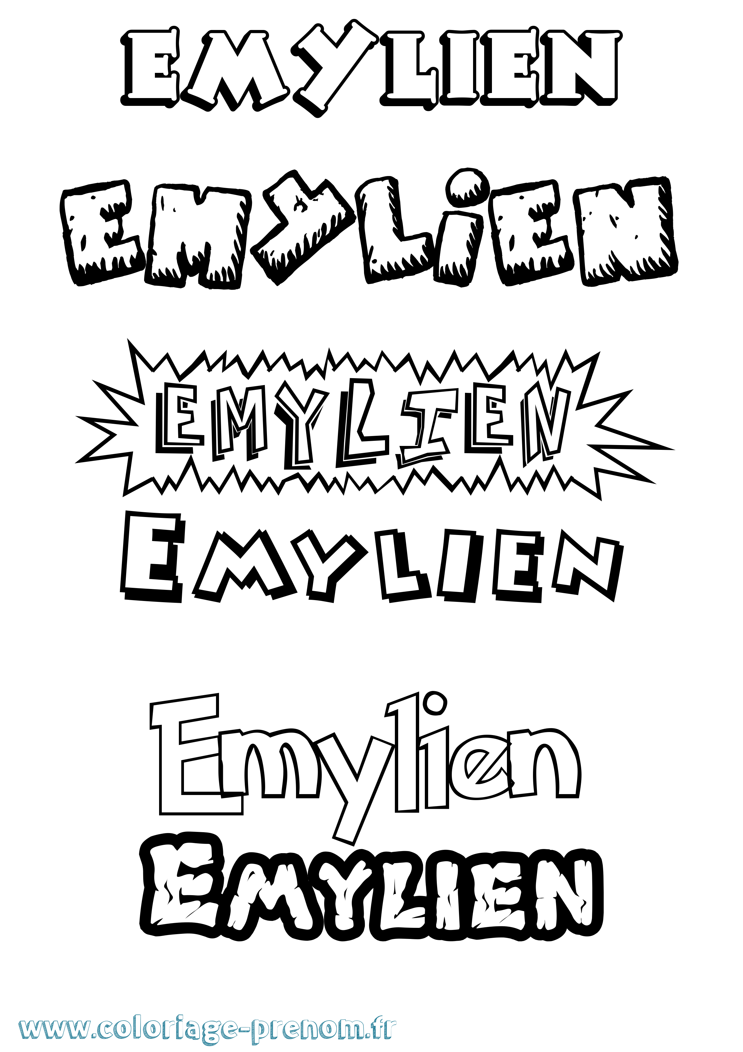 Coloriage Emylien Dessin Animé Coloriage prénom Emylien Dessin Animé