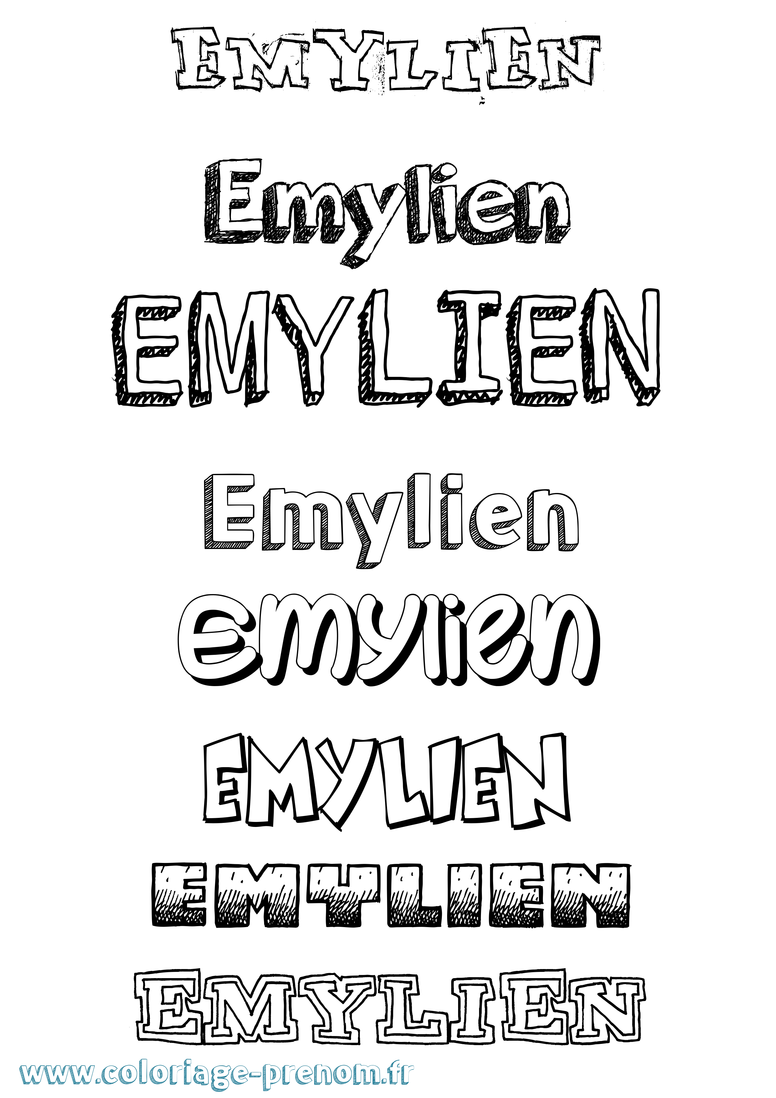 Coloriage Emylien Dessiné Coloriage prénom Emylien Dessiné
