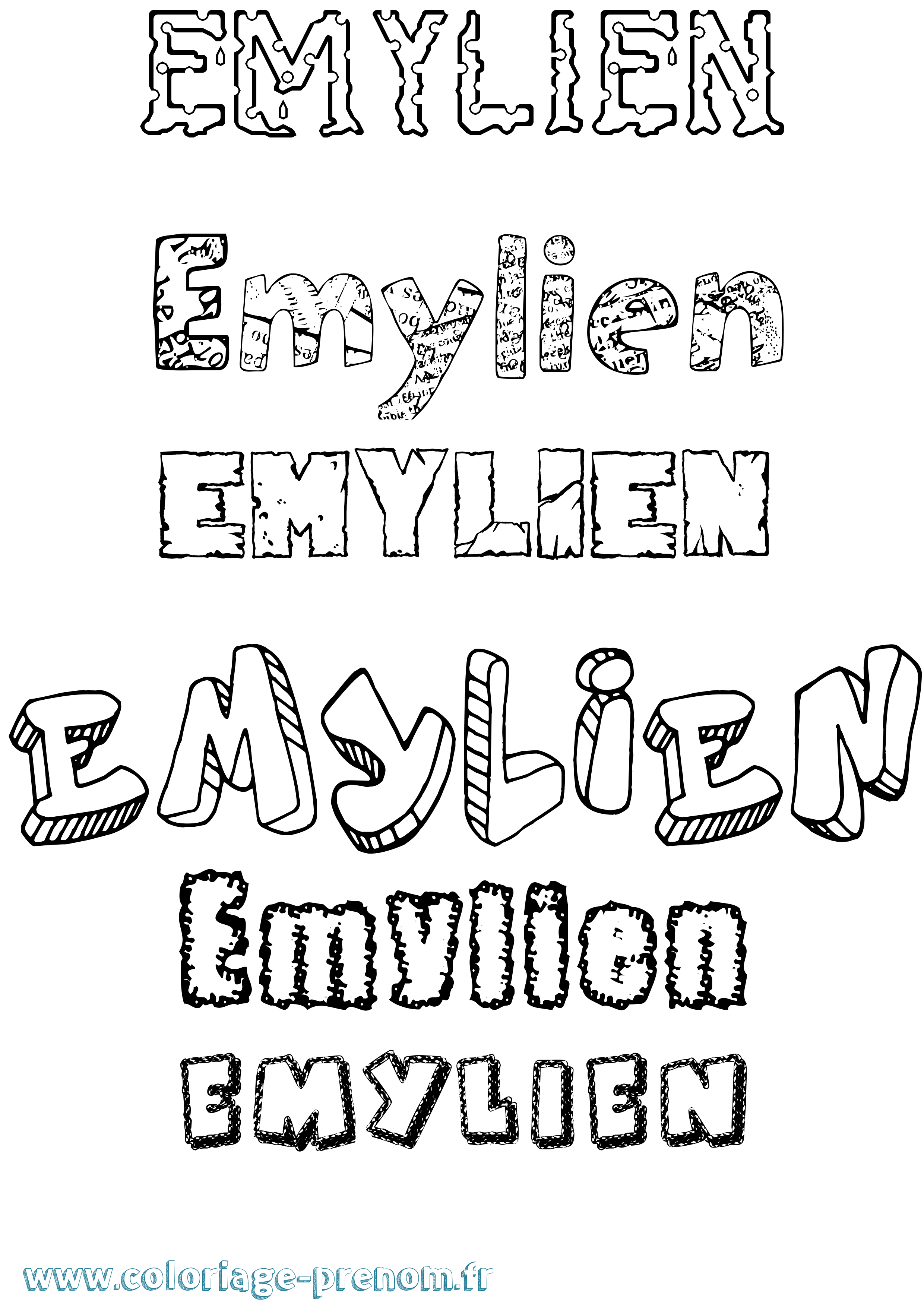Coloriage Emylien Destructuré Coloriage prénom Emylien Destructuré