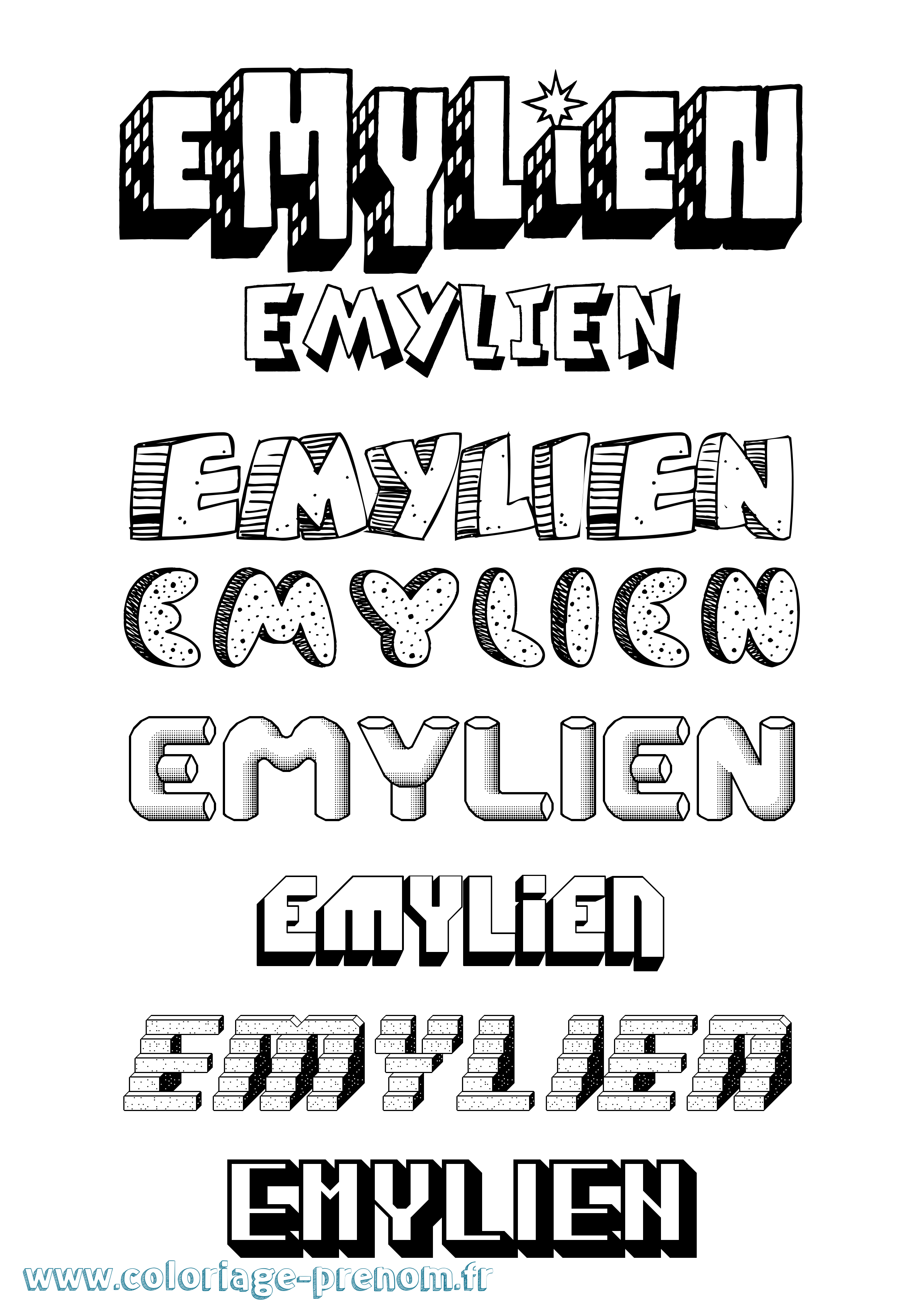Coloriage Emylien Effet 3D Coloriage prénom Emylien Effet 3D