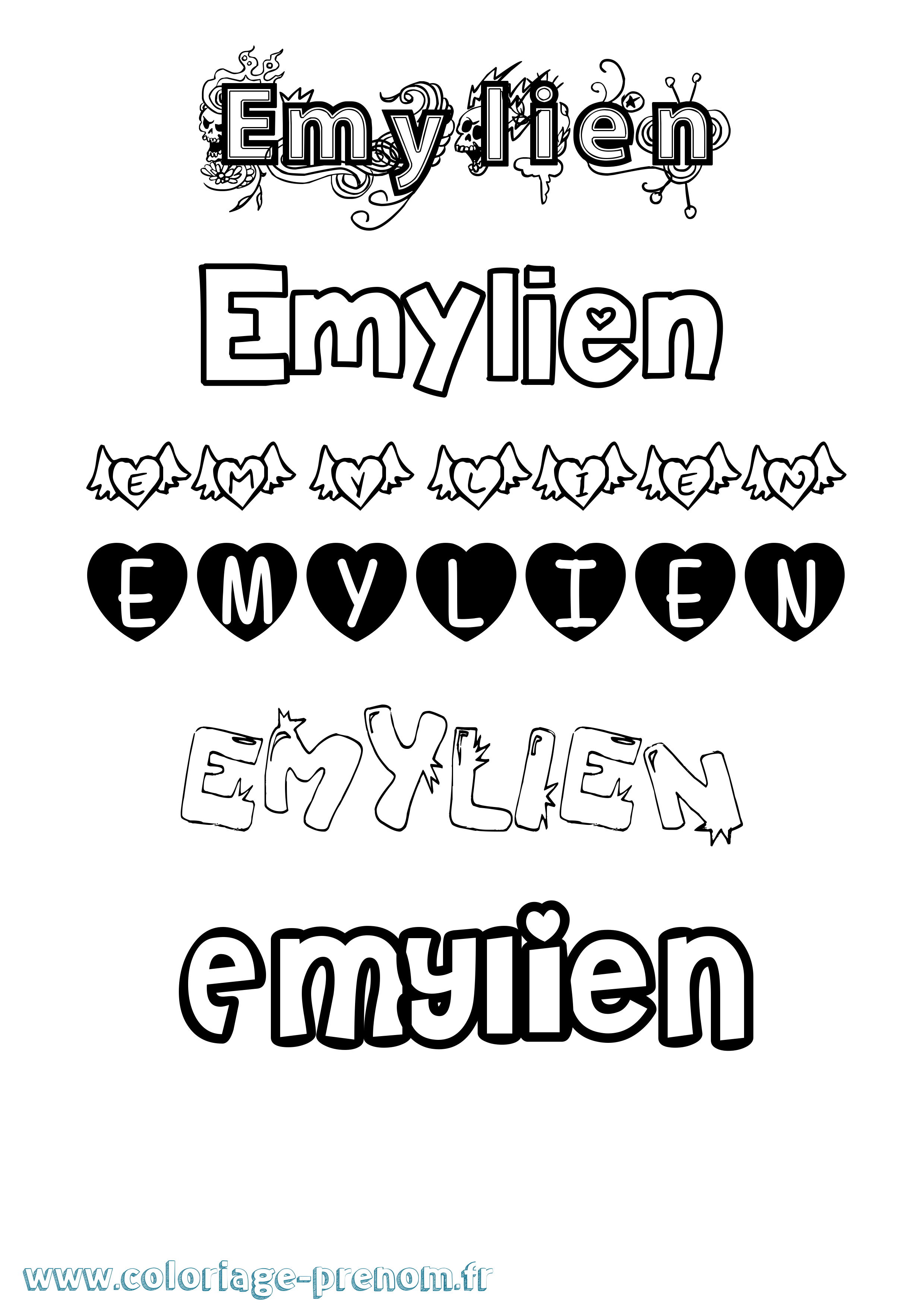 Coloriage Emylien Girly Coloriage prénom Emylien Girly
