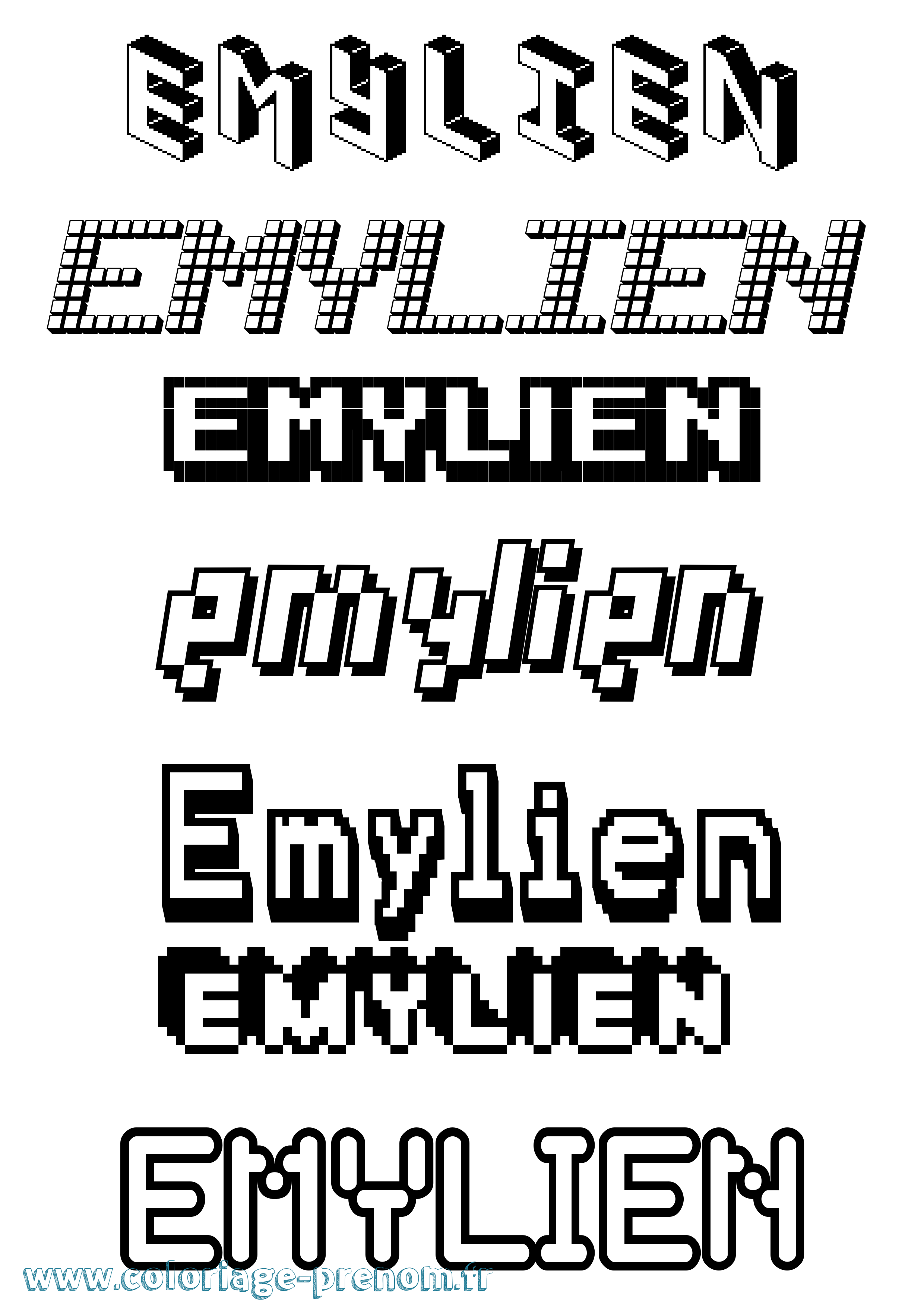 Coloriage Emylien Pixel Coloriage prénom Emylien Pixel
