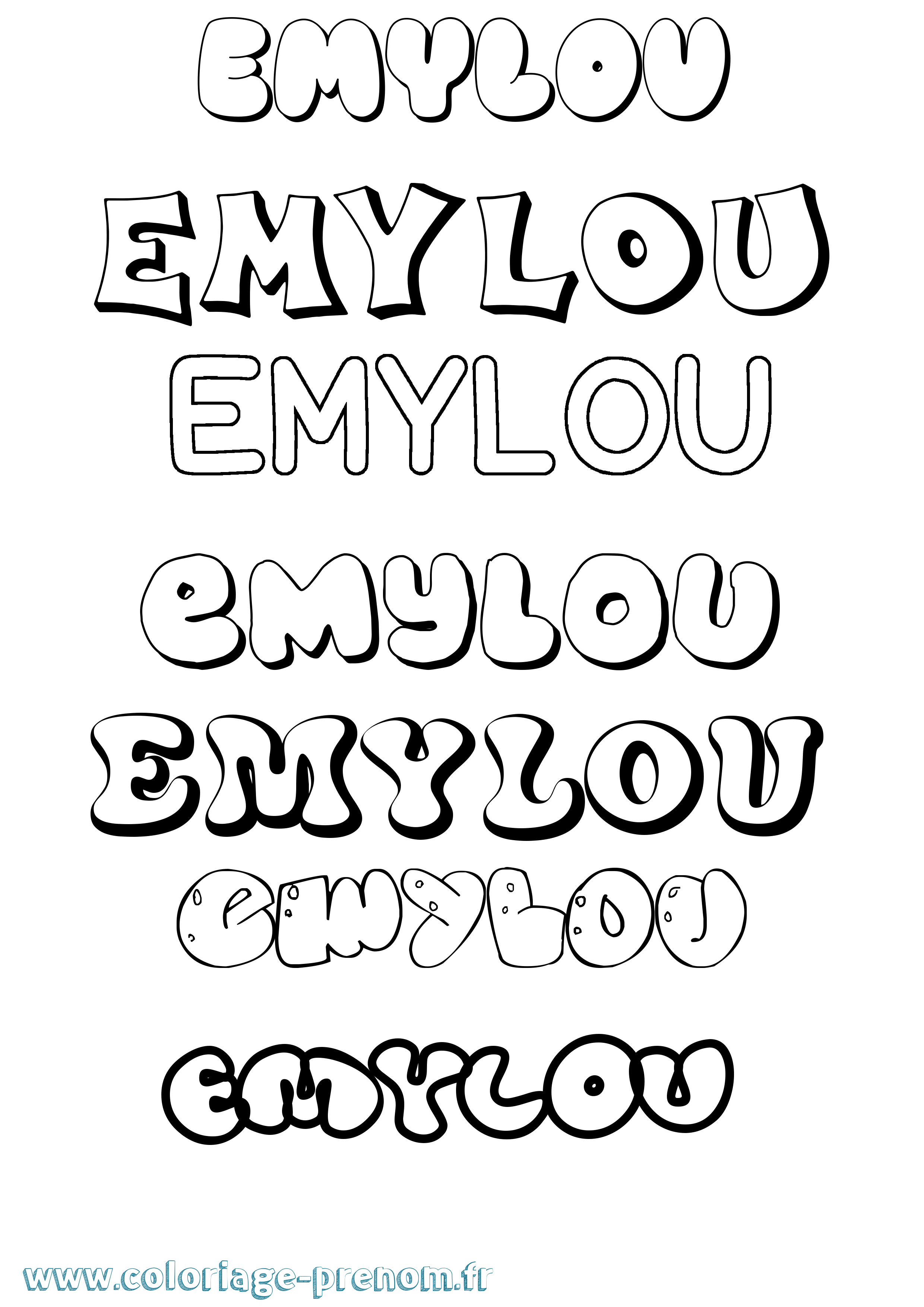 Coloriage prénom Emylou Bubble