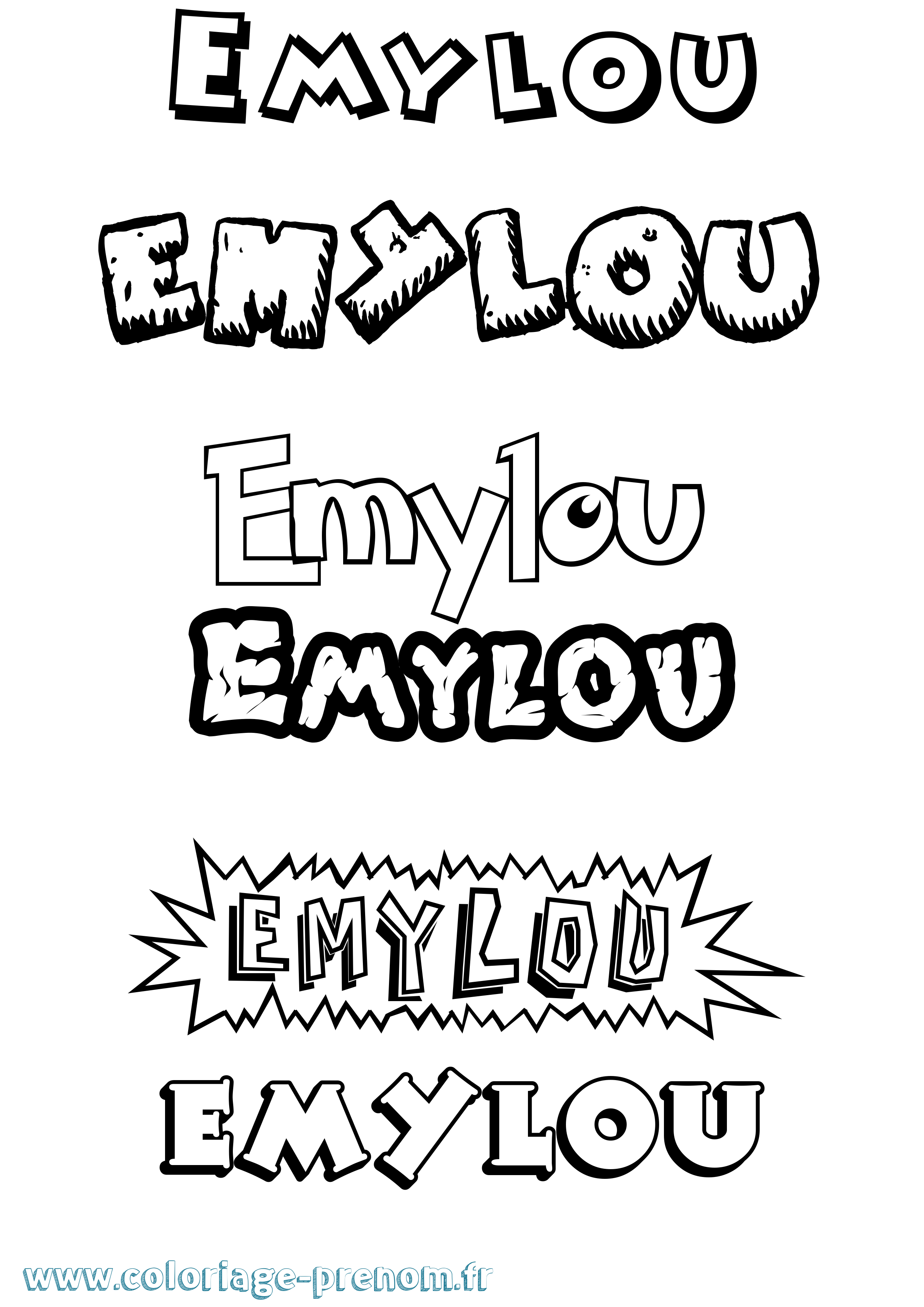 Coloriage prénom Emylou Dessin Animé