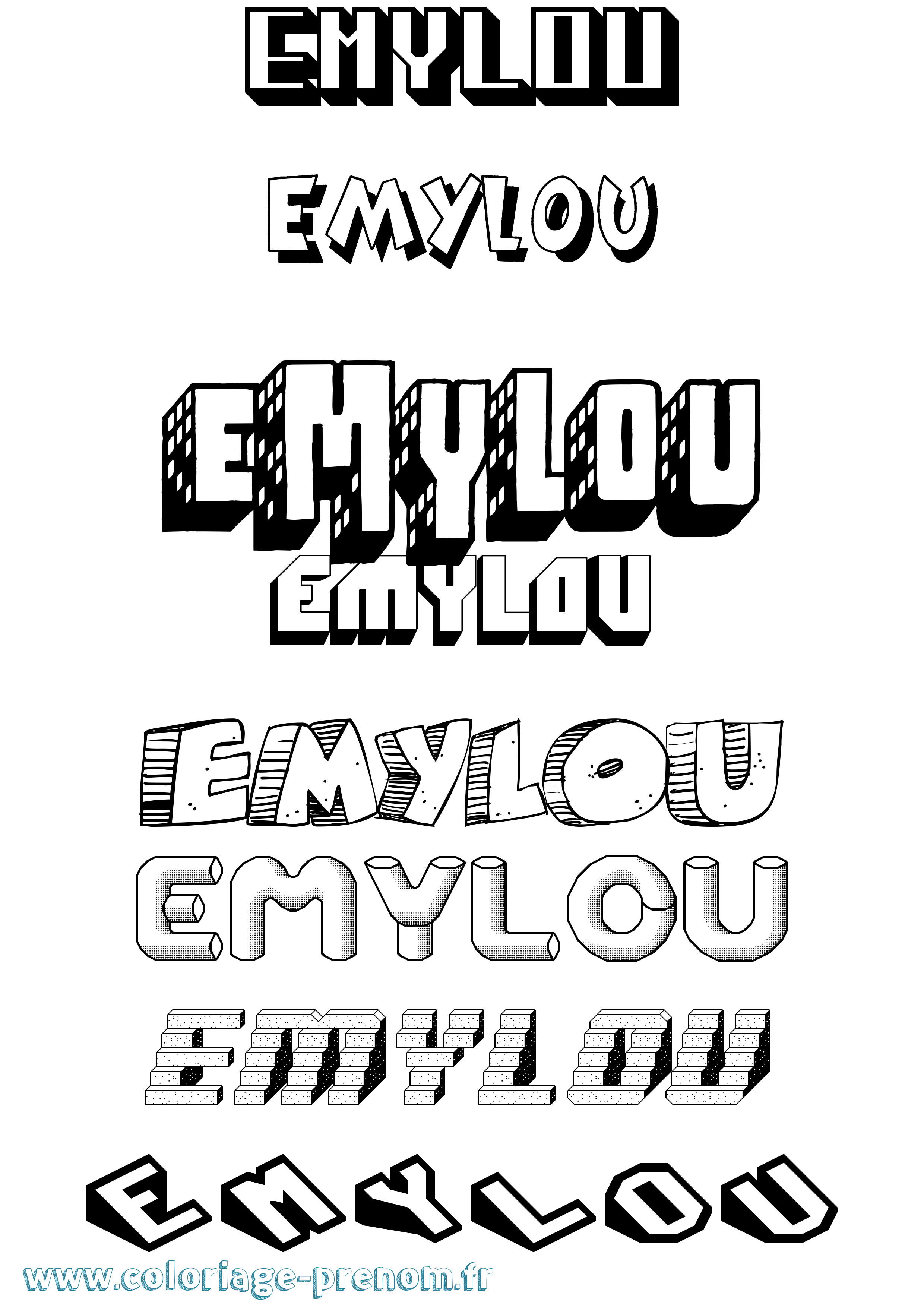 Coloriage prénom Emylou Effet 3D