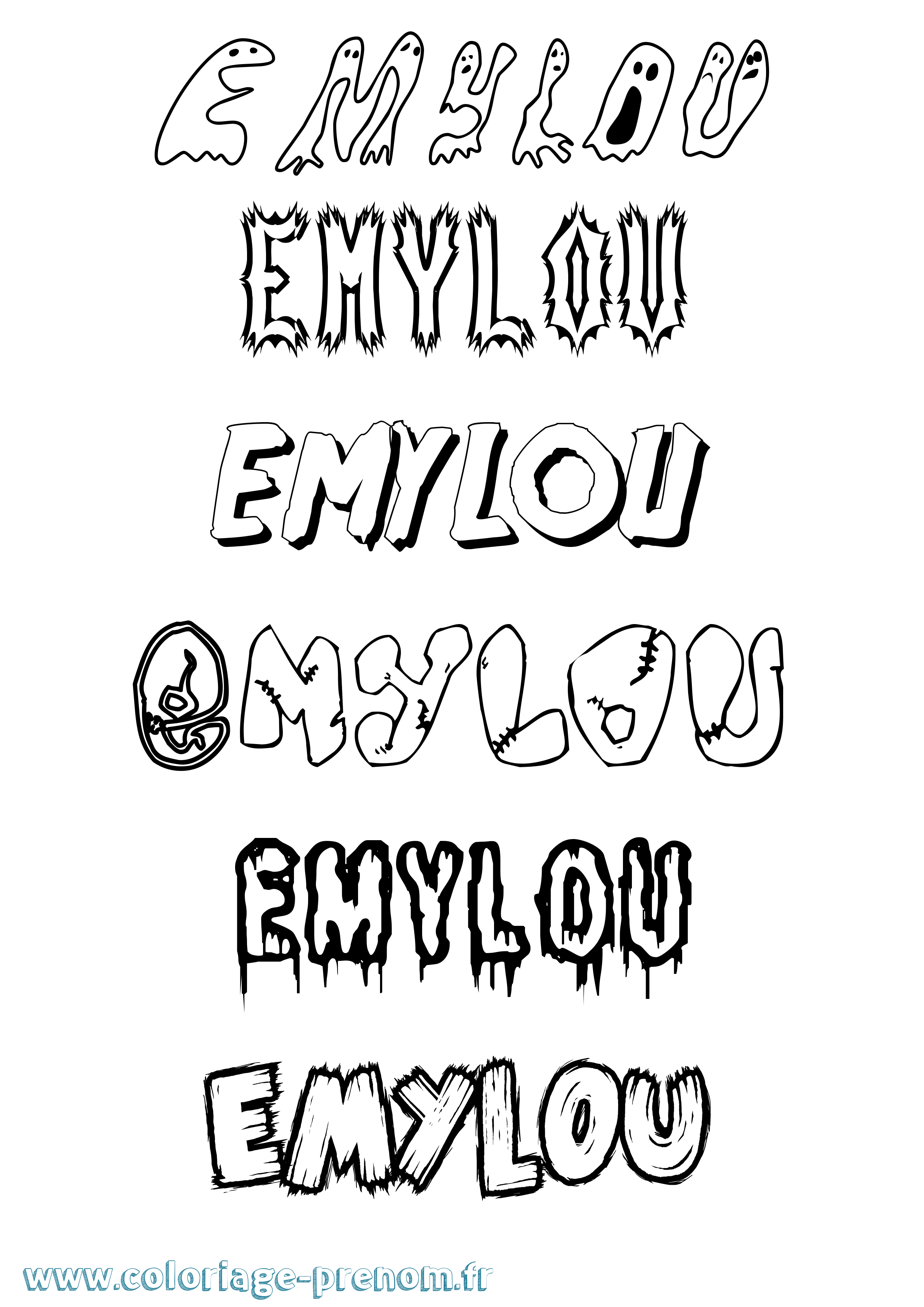 Coloriage prénom Emylou Frisson