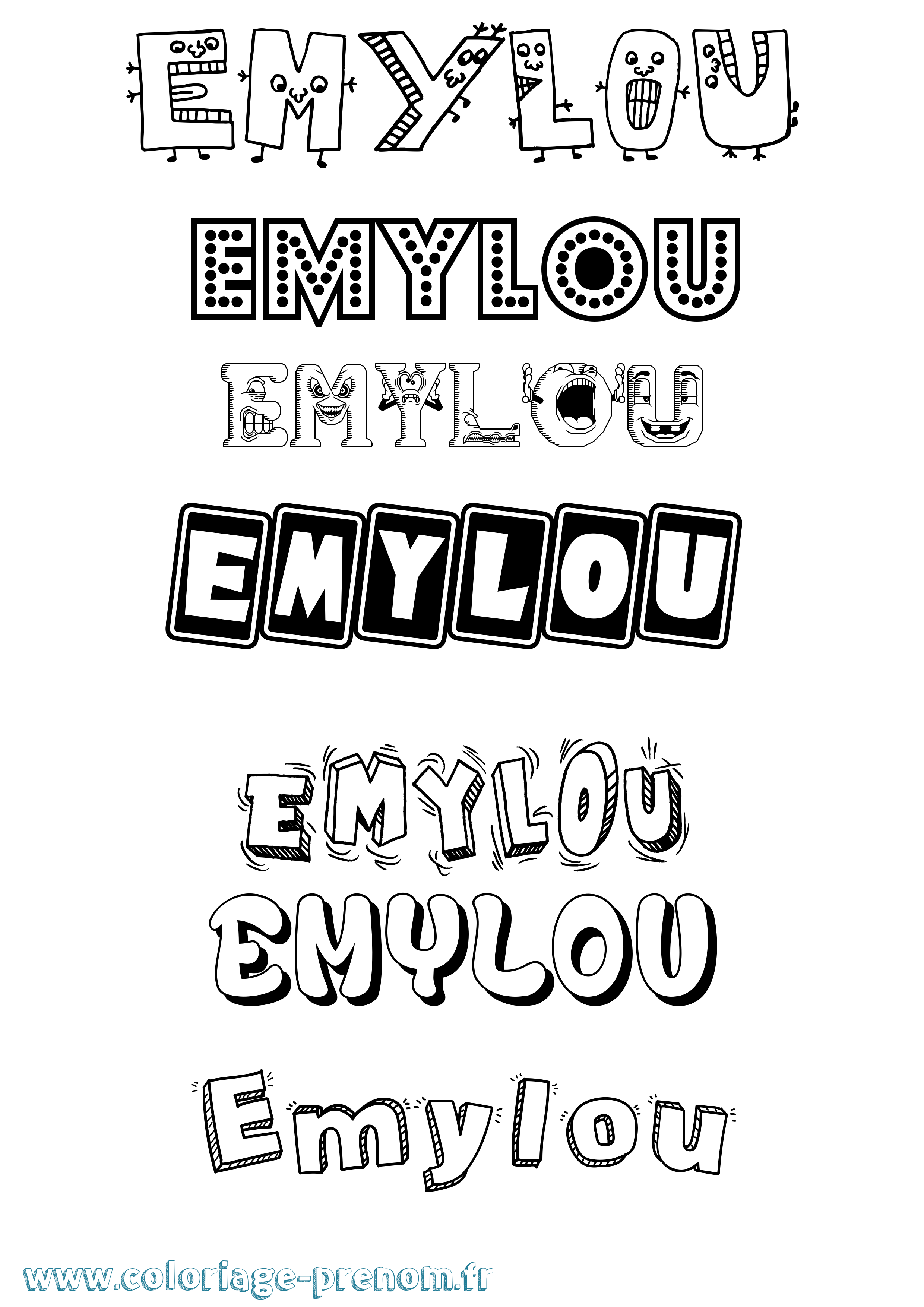 Coloriage prénom Emylou Fun