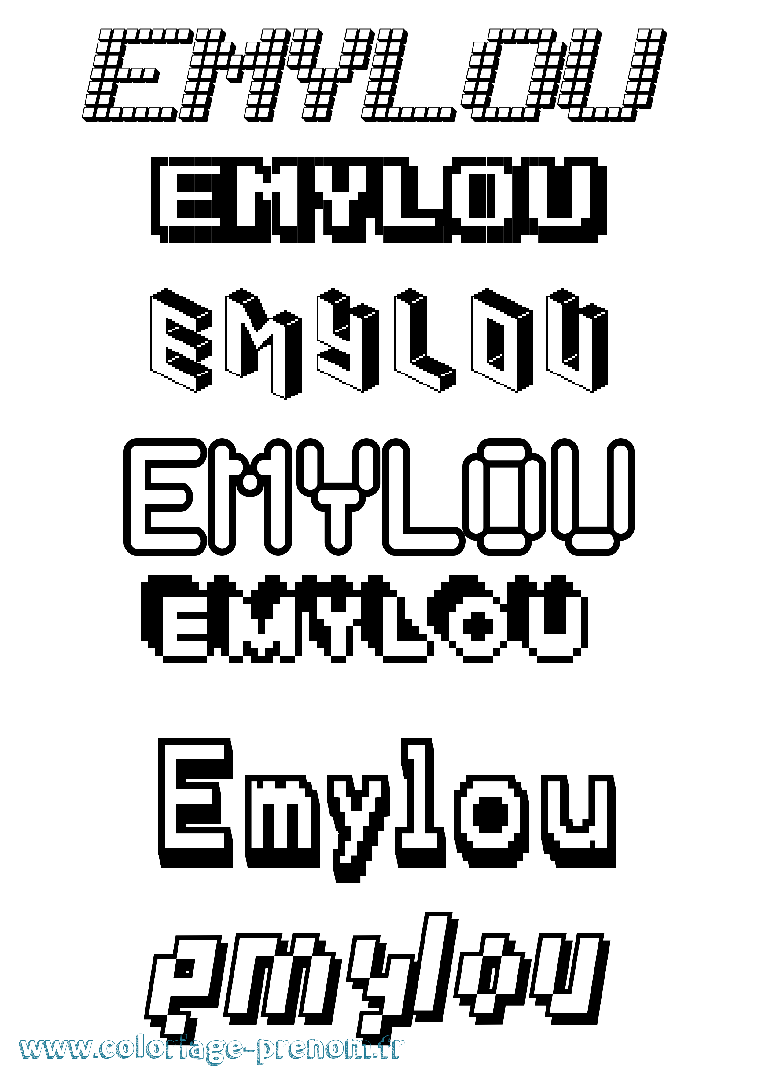 Coloriage prénom Emylou Pixel