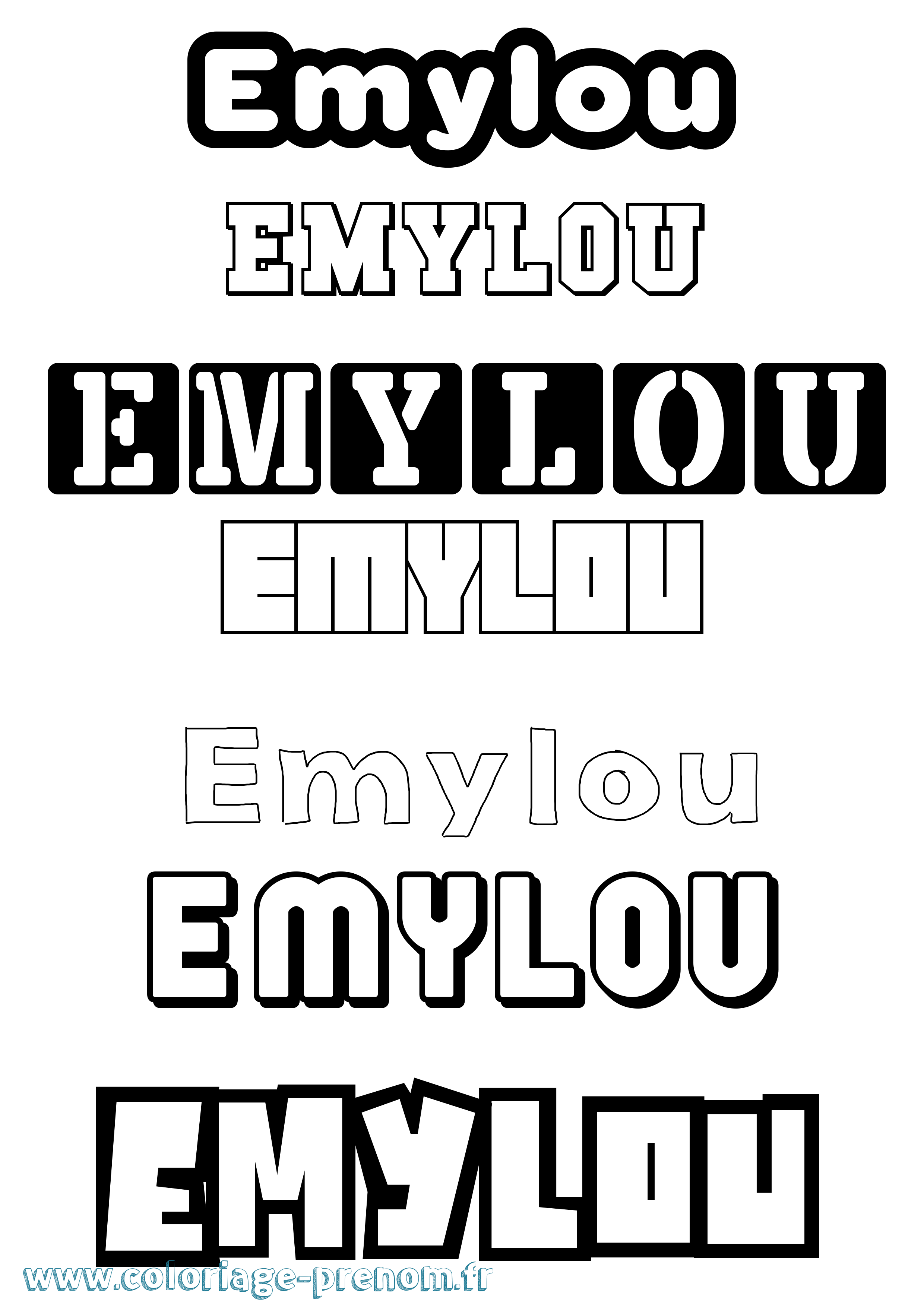 Coloriage prénom Emylou Simple