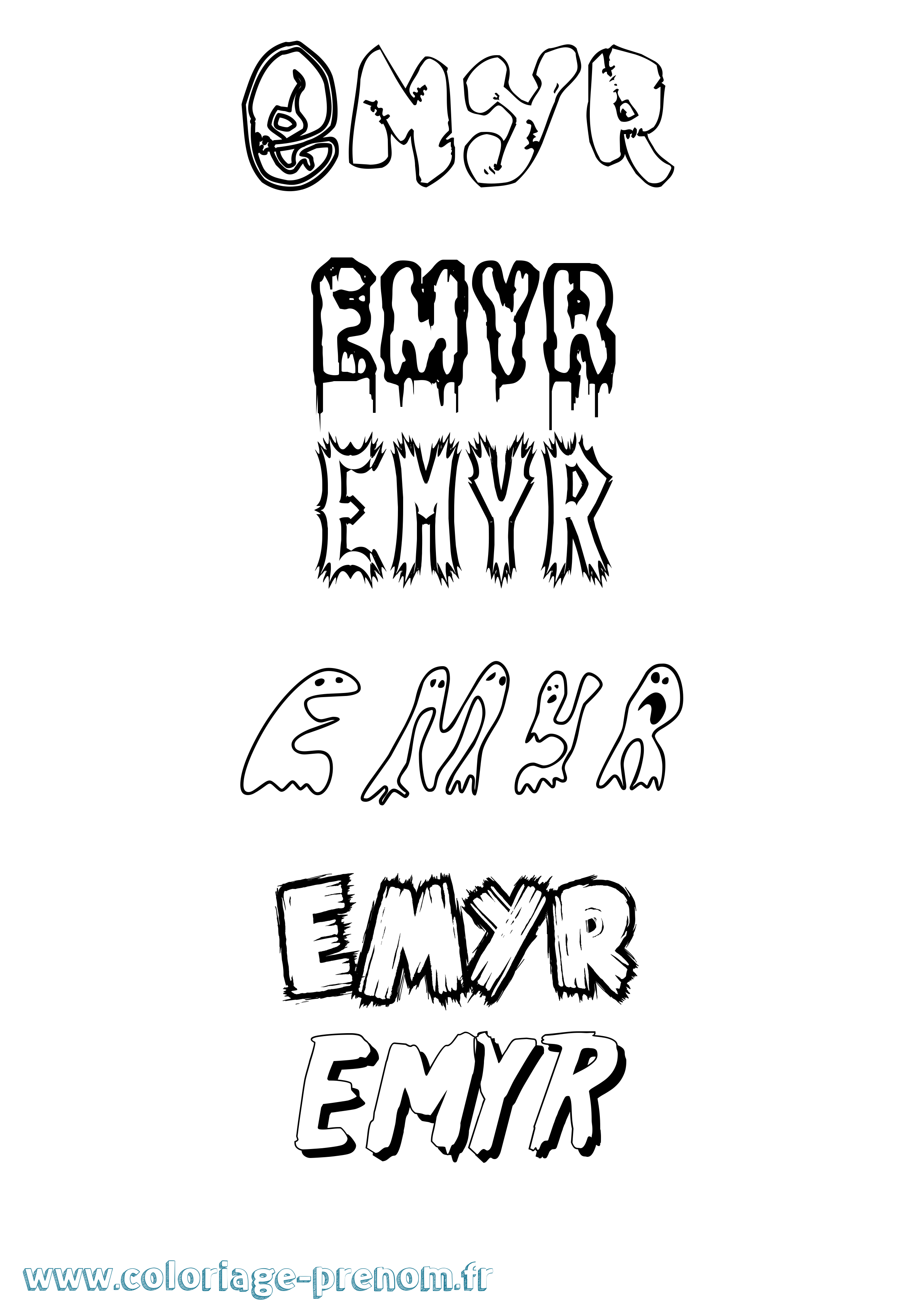 Coloriage prénom Emyr Frisson