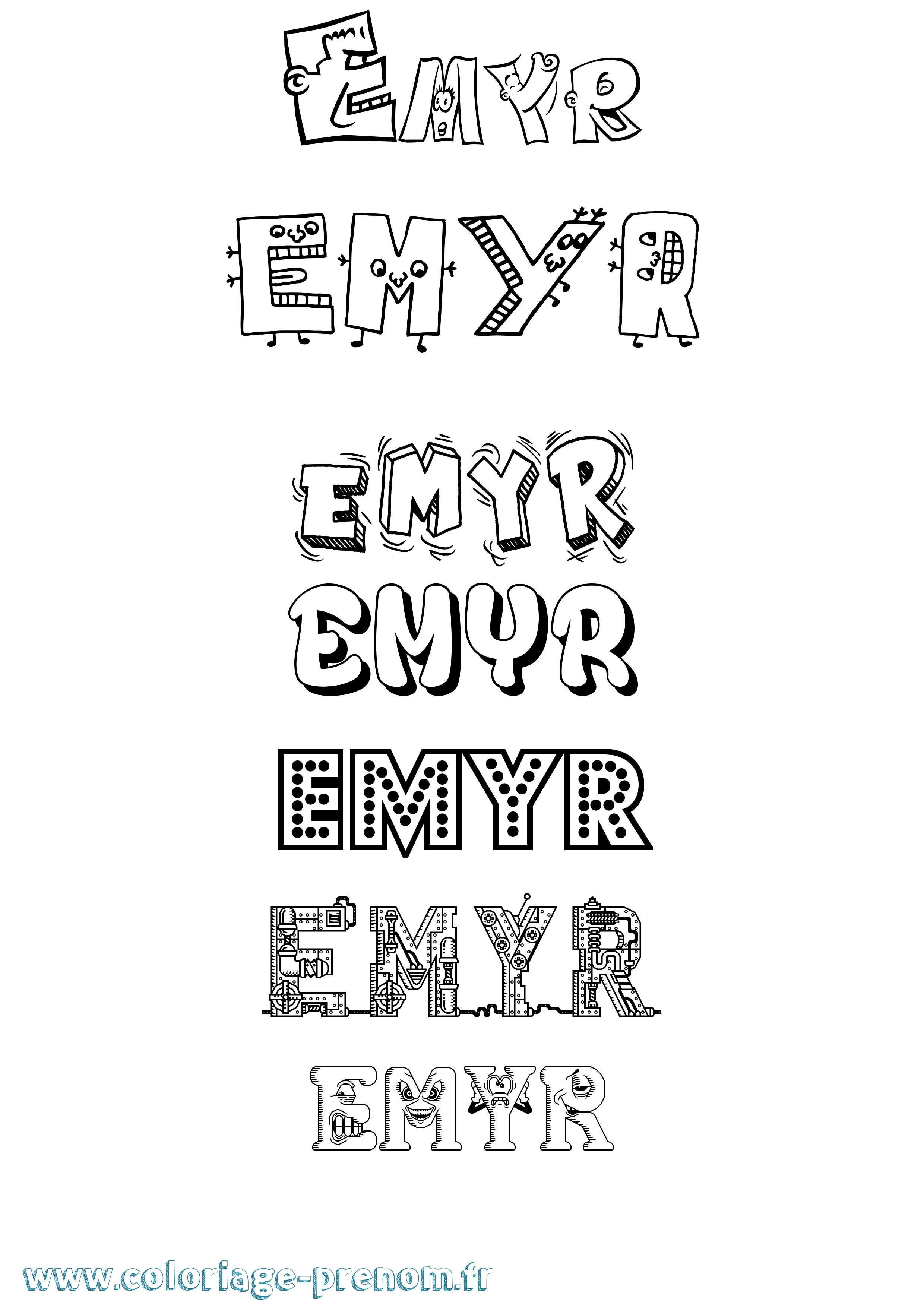 Coloriage prénom Emyr Fun